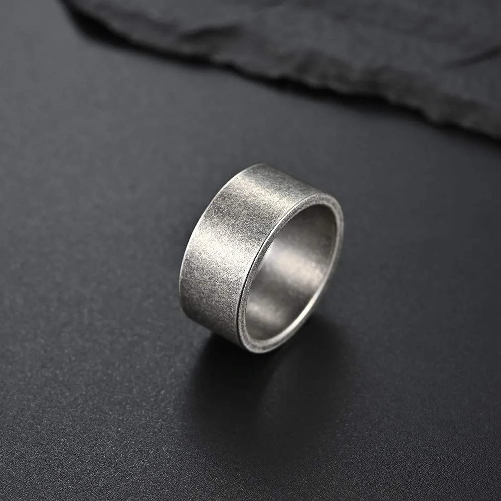 HIJONES Anello da Pollice a Fascia Larga in Acciaio Inossidabile, 10mm, Argento Antico, Misura 25 - immagine 2