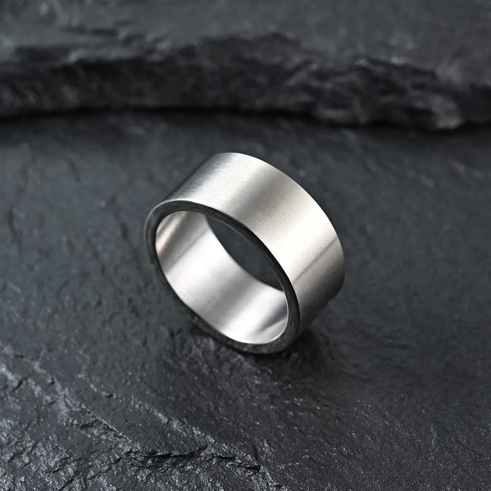 HIJONES Anello da Pollice a Fascia Larga in Acciaio Inossidabile, Finitura Spazzolata Opaca, 10mm, Argento, Misura 25 - immagine 2