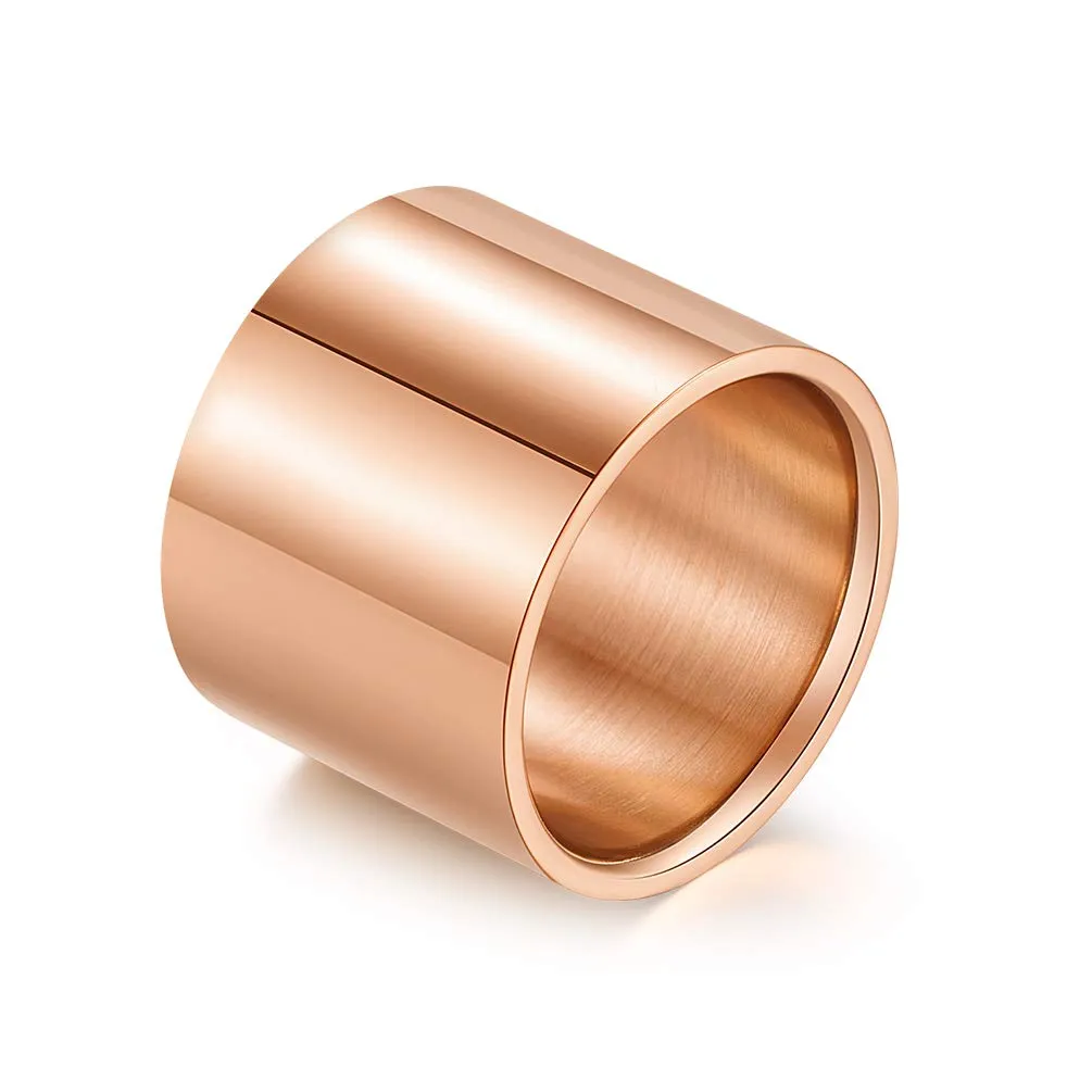 HIJONES Anello da Pollice a Fascia Larga in Acciaio Inossidabile, 18mm, Oro Rosa, Misura 14 - immagine 1