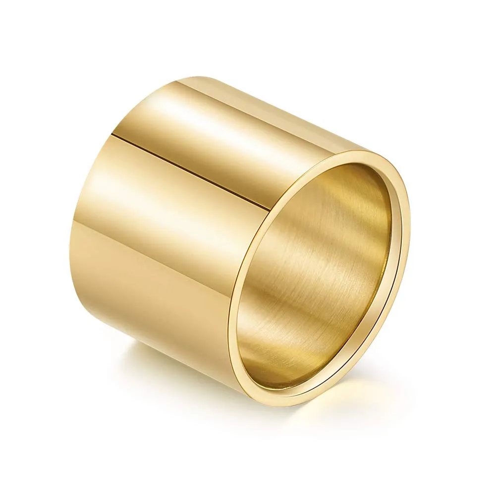 HIJONES Anello da Pollice a Fascia Larga in Acciaio Inossidabile Lucido 18mm Argento Misura 25 - immagine 1