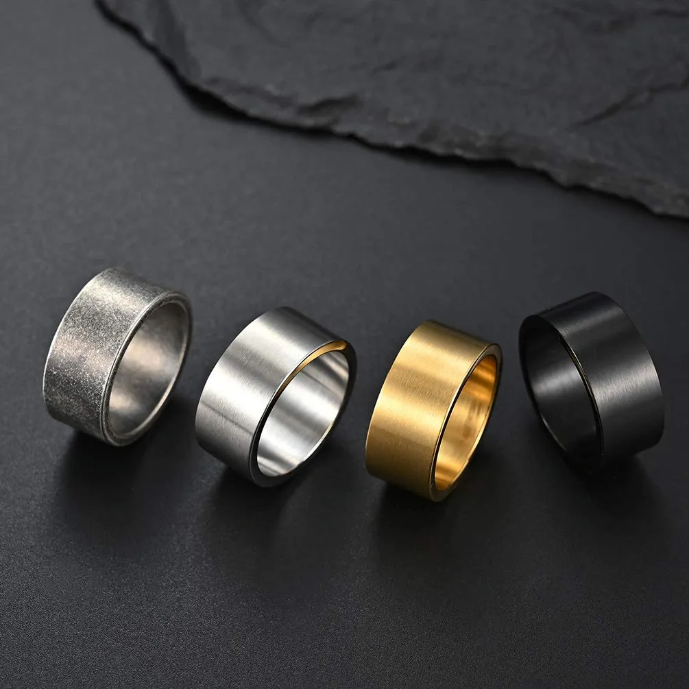 HIJONES Anello da Pollice a Fascia Larga in Acciaio Inossidabile, Finitura Spazzolata Opaca, 10mm Nero, Misura 22 - immagine 3