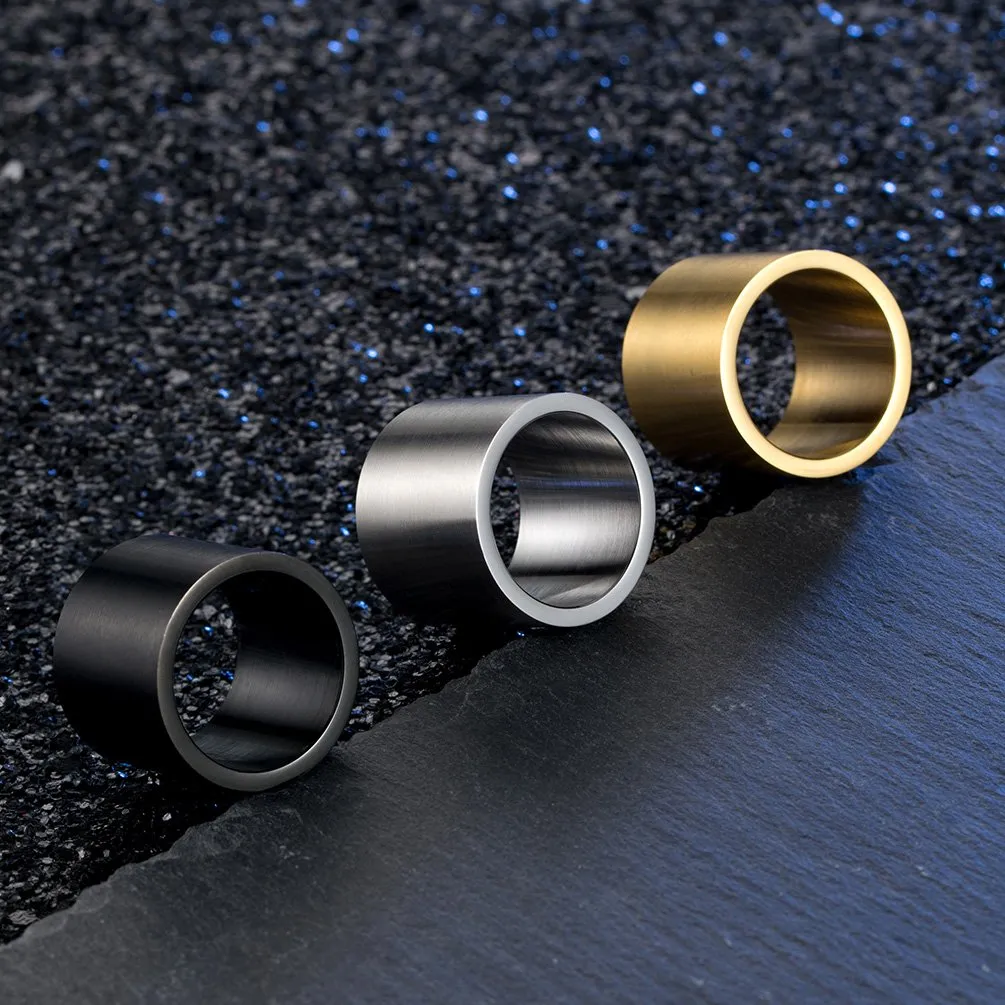HIJONES Anello da Pollice a Fascia Larga in Acciaio Inossidabile, Finitura Spazzolata Opaca, 19mm, Nero, Misura 22 - immagine 3