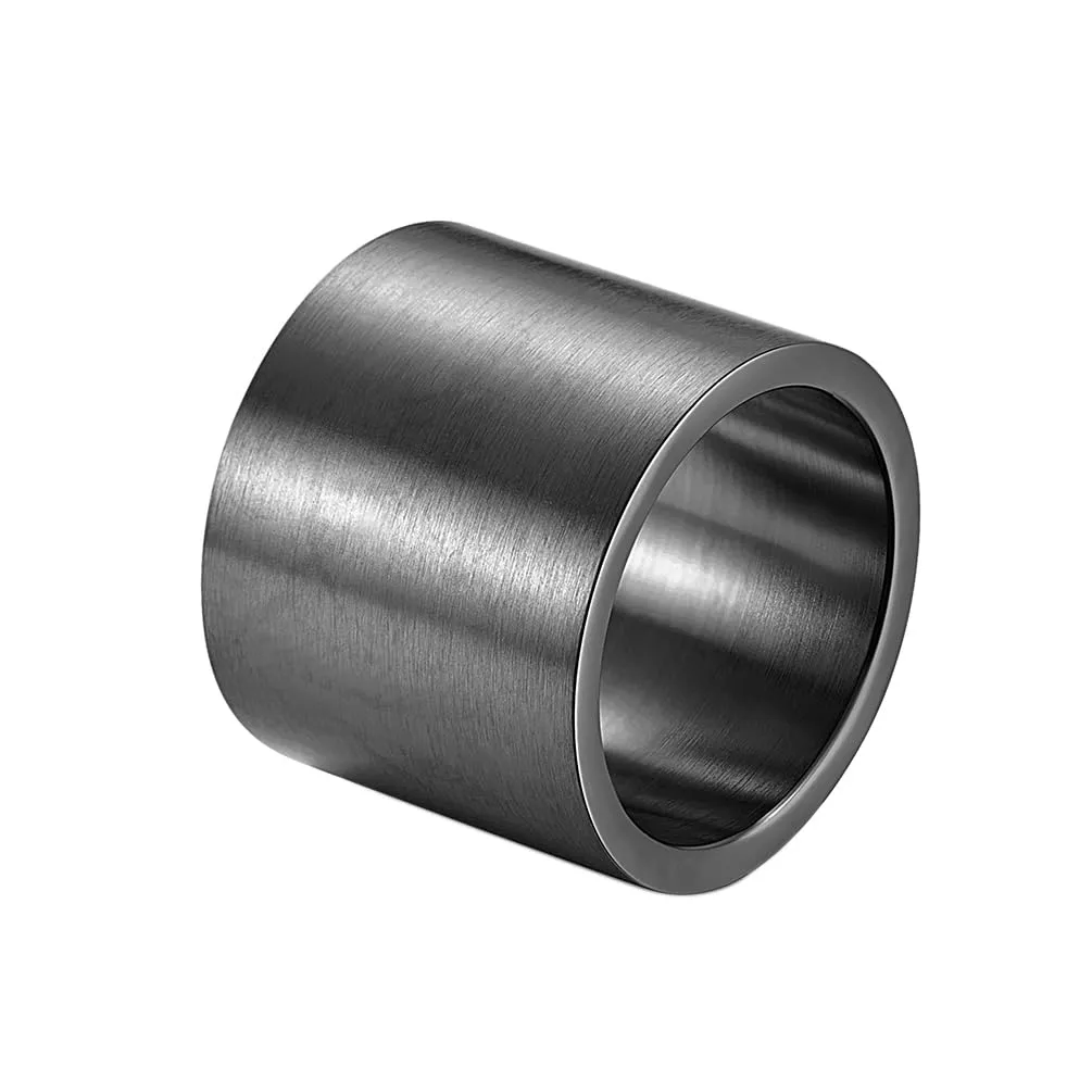 HIJONES Anello da Pollice a Fascia Larga in Acciaio Inossidabile, Finitura Spazzolata Opaca, 19mm Nero, Misura 29 - immagine 1