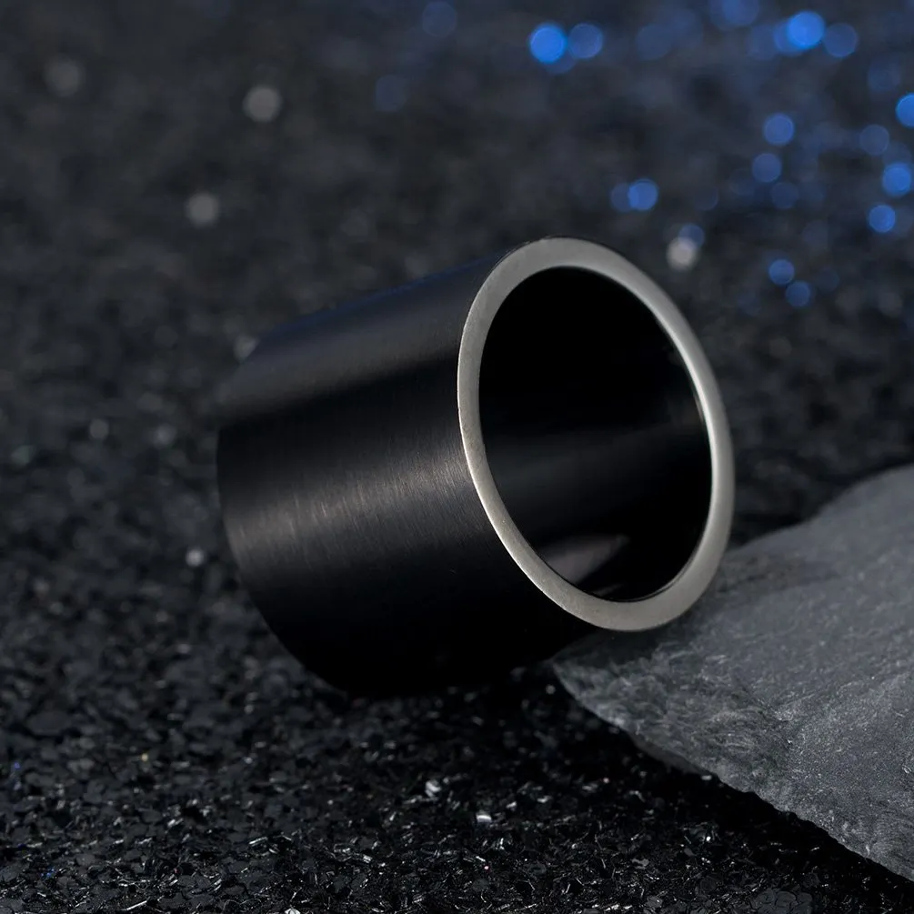 HIJONES Anello da Pollice a Fascia Larga in Acciaio Inossidabile Spazzolato Opaco, 19mm, Nero, Misura 14 - immagine 4