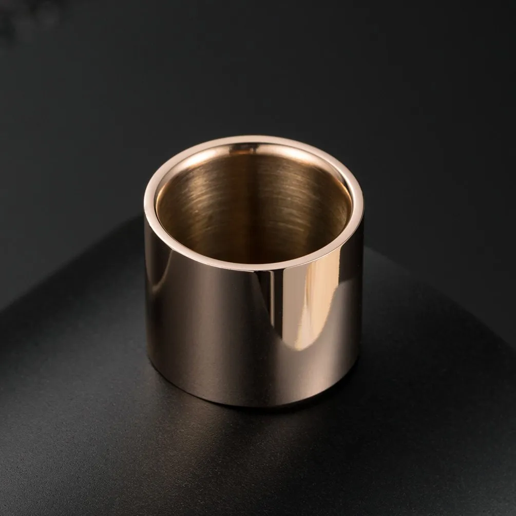 HIJONES Anello da Pollice a Fascia Larga in Acciaio Inossidabile Lucido 18mm, Argento, Misura 17 - immagine 3