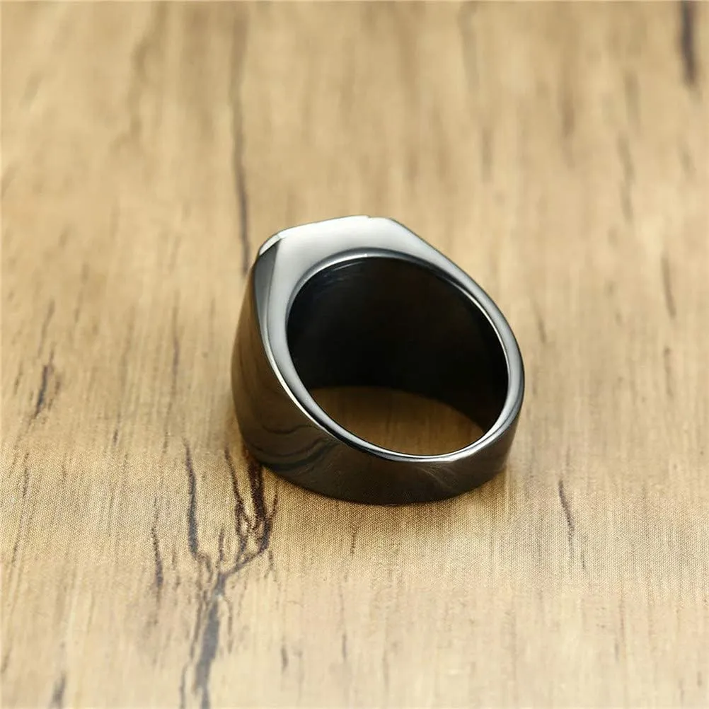HIJONES Anello da Uomo in Acciaio Inossidabile Nero con Zirconi Quadrati Vintage Rosso Misura 32 - immagine 5