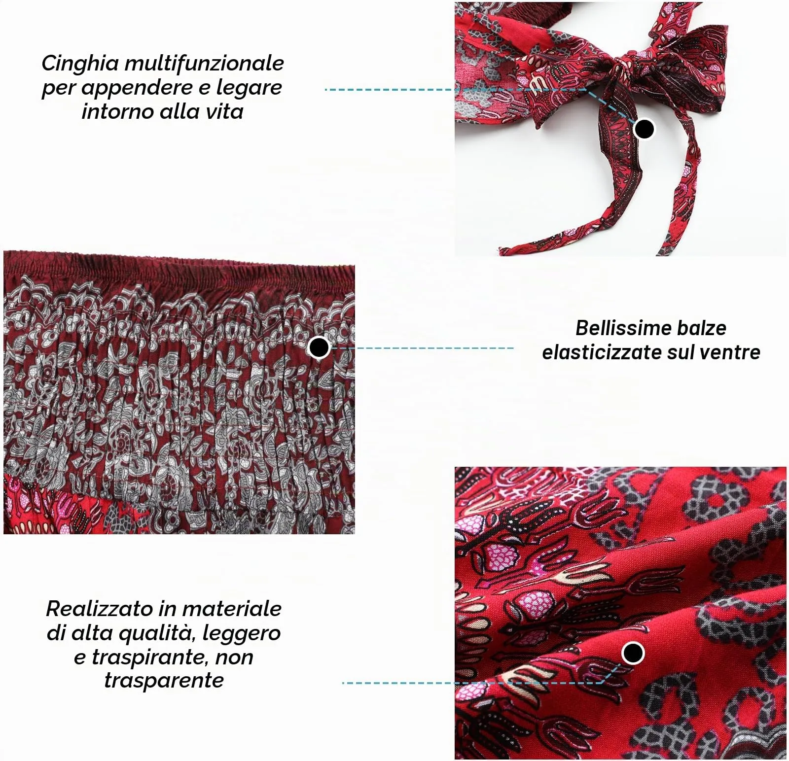 Adigaber Gonna Lunga 2 in 1 Donna Bohémien Stampa Floreale Taglia Unica - immagine 6