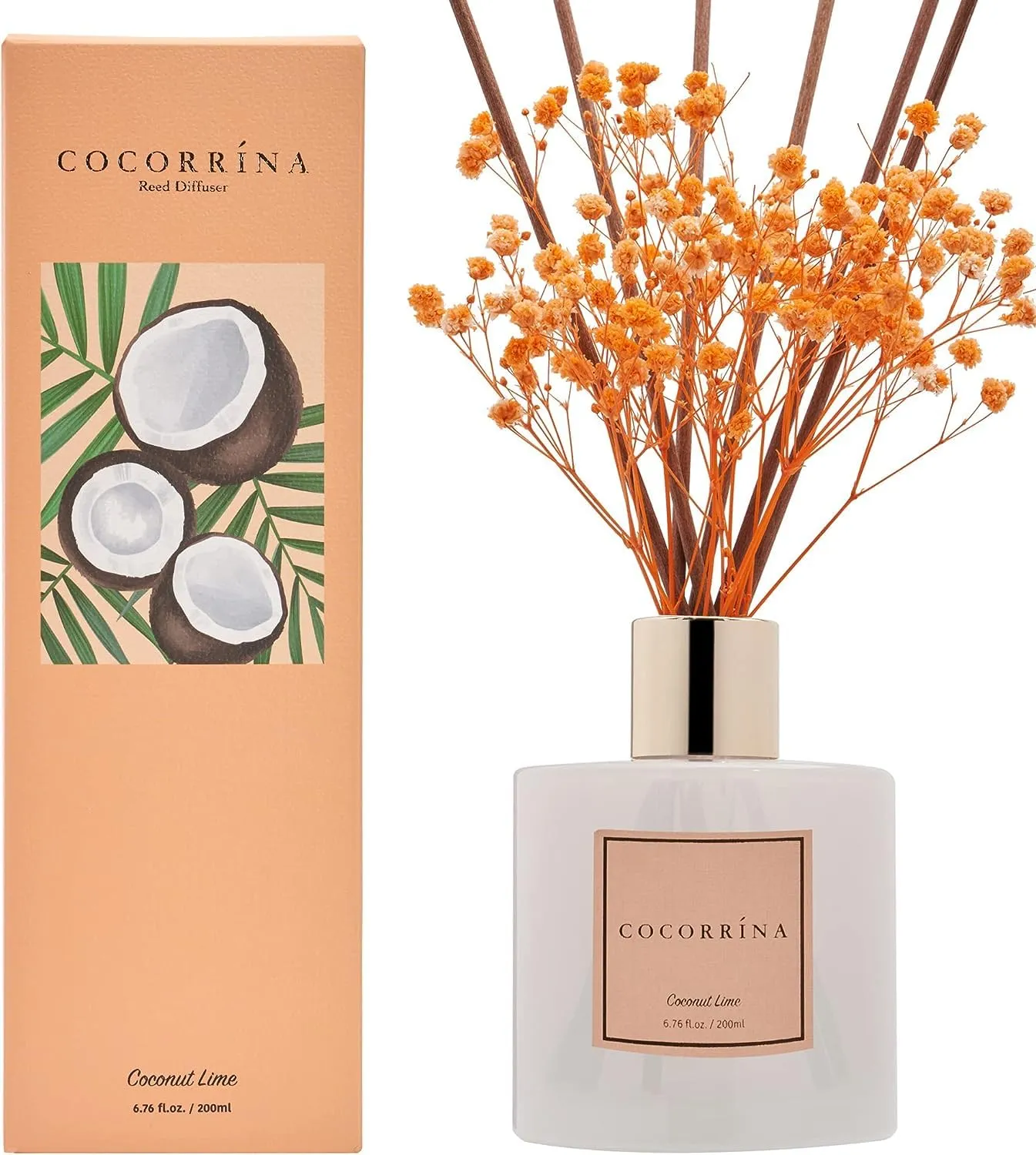 COCORRÍNA Diffusore Profumo Ambiente Cocco e Lime con Bastoncini, 200ml - immagine 1