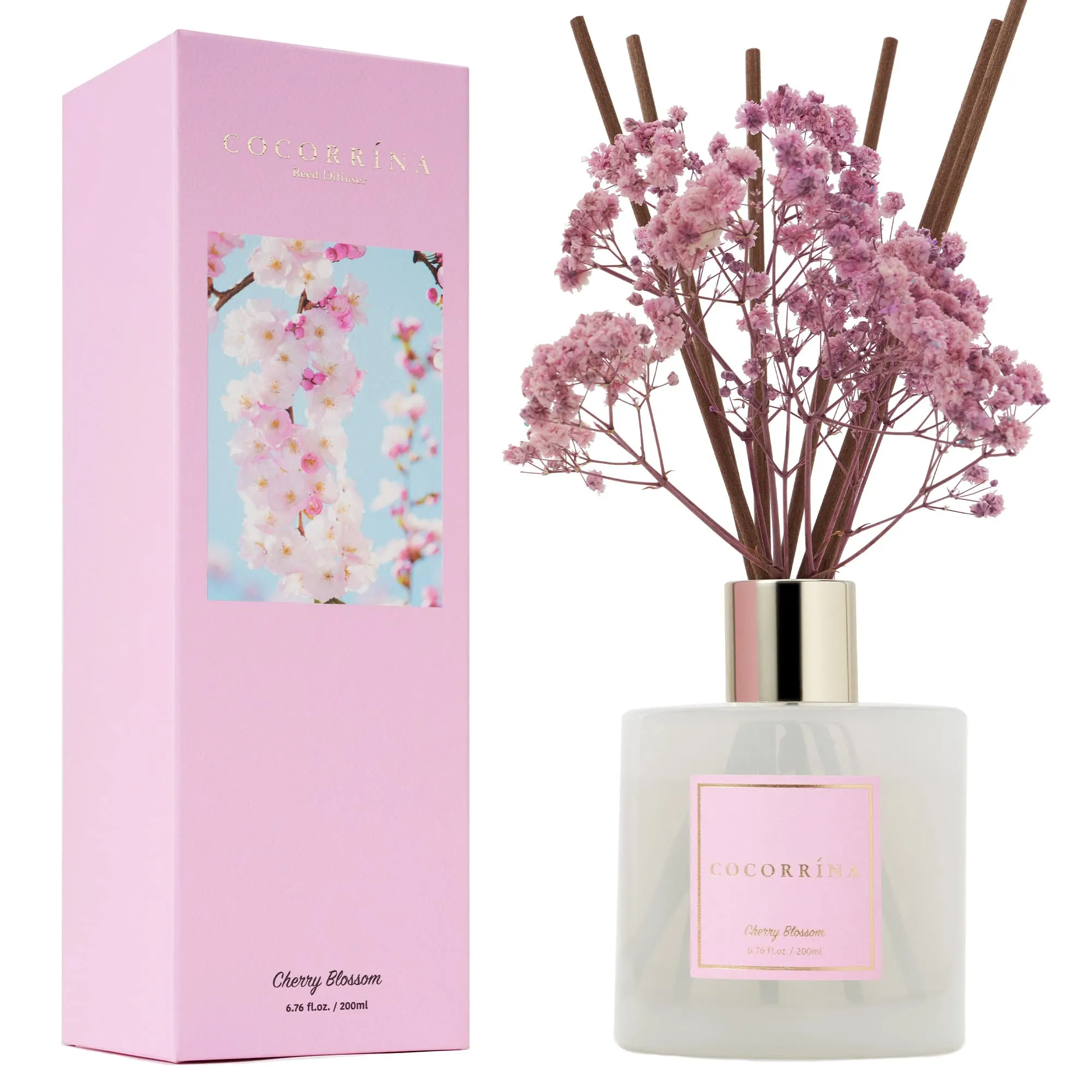 COCORRÍNA Diffusore Profumo Ambiente Fiori di Ciliegio, 200ml con Bastoncini - immagine 2