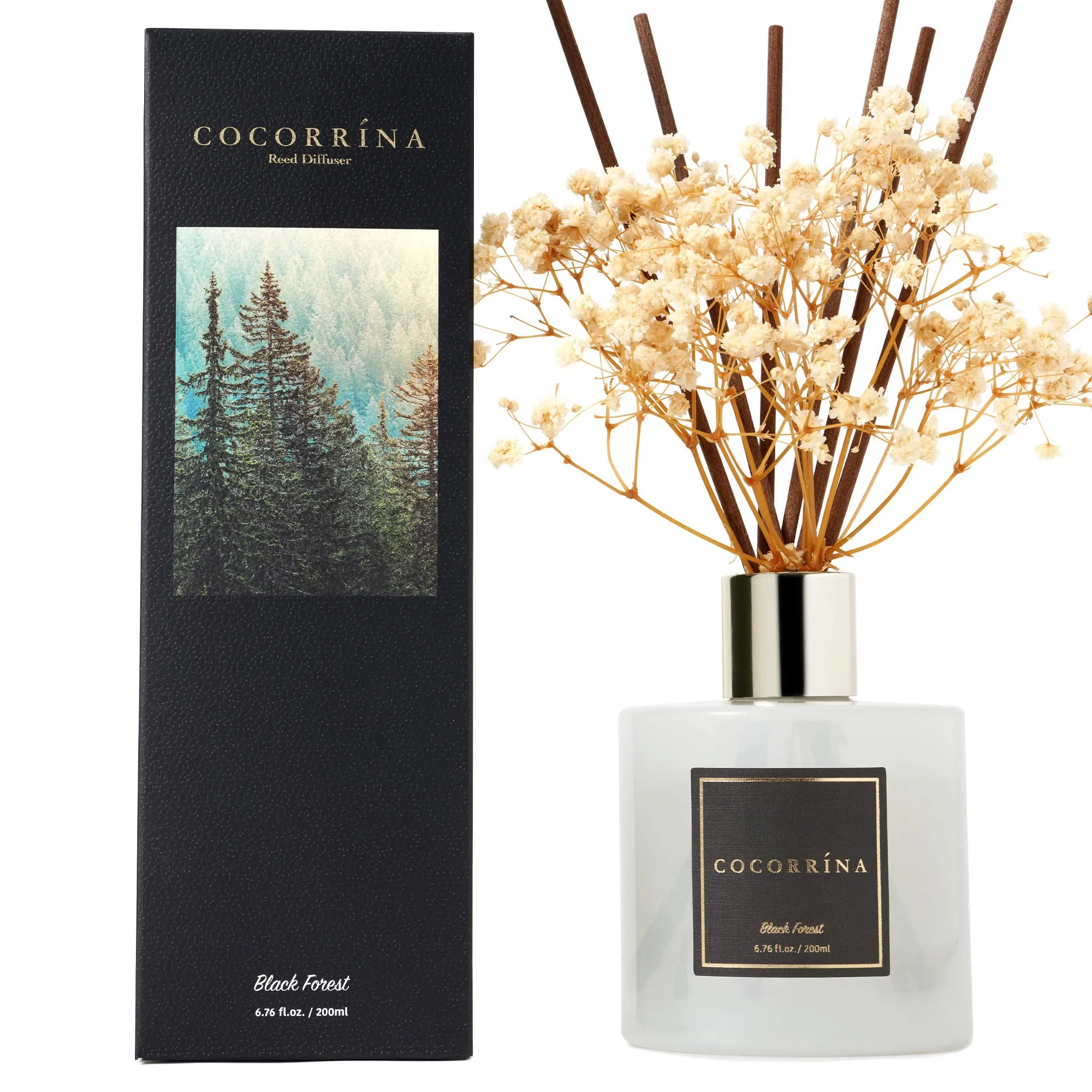 COCORRÍNA Diffusore Profumo Ambiente Foresta Nera, 200ml con Bastoncini - immagine 1