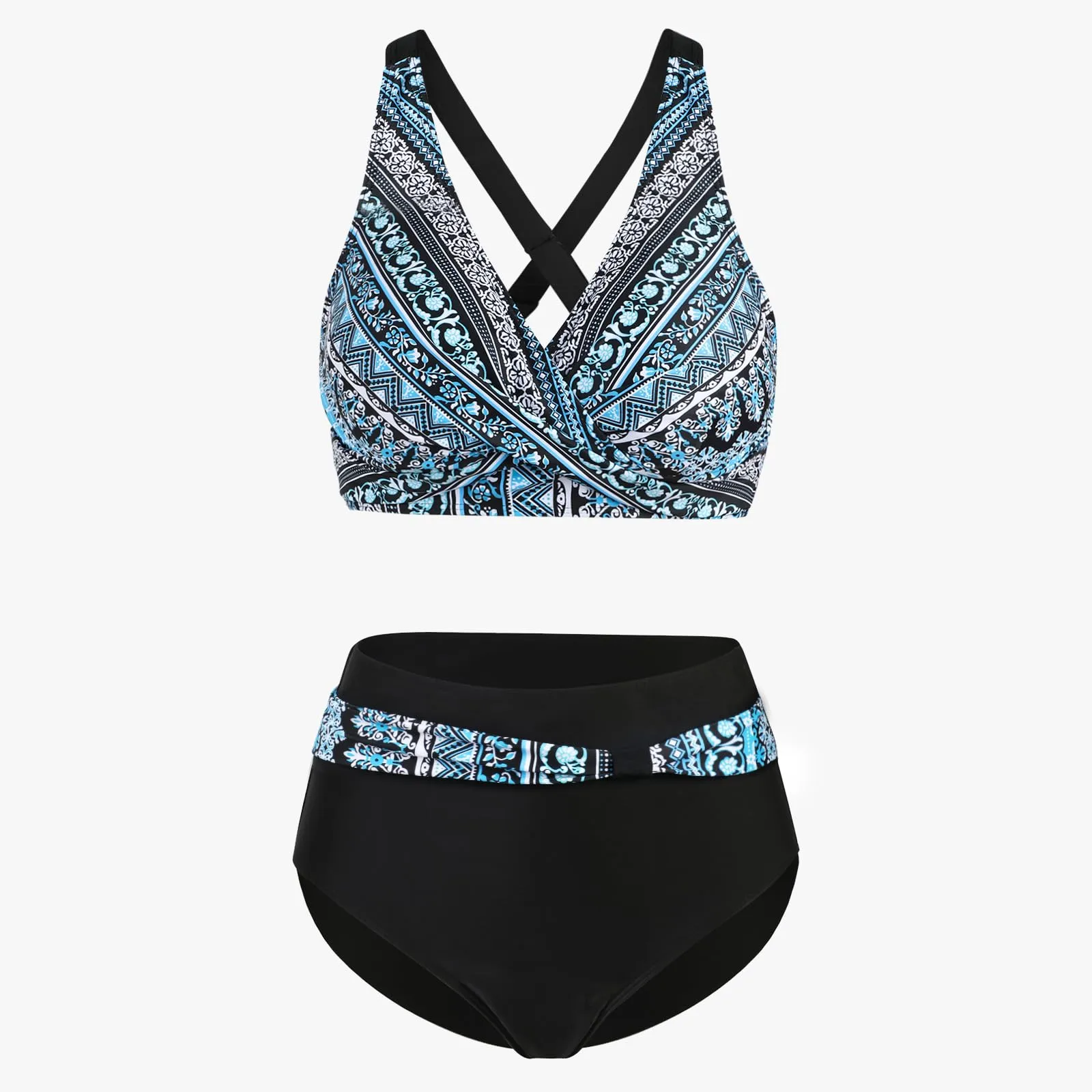 Adigaber Costume da Bagno Bikini Due Pezzi Donna Vita Alta Stampato - immagine 4