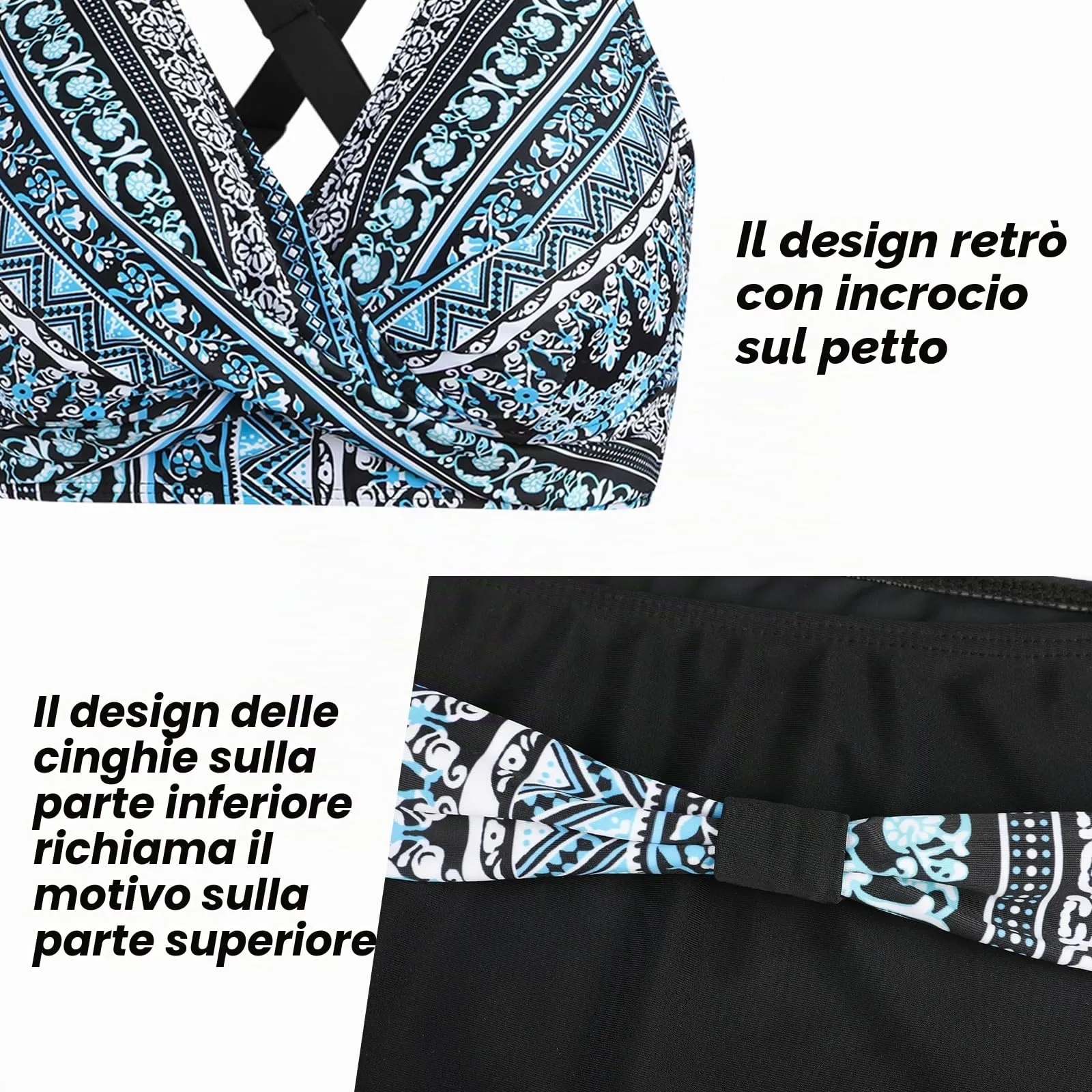 Adigaber Costume da Bagno Bikini Due Pezzi Donna Vita Alta Stampato - immagine 5