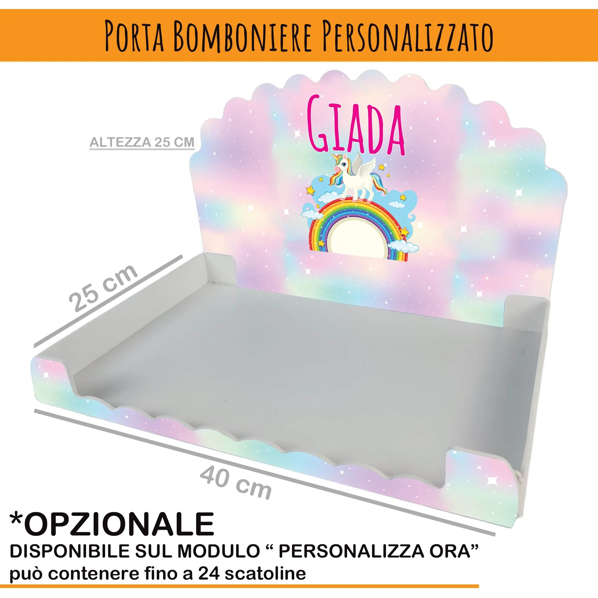 PV Grafik Scatoline Portaconfetti Nascita e Battesimo, 24+24 Personalizzate con Bigliettino e Nastrino, Fantasy Unicorno e Arcobaleno, 8x8,5x4 cm (TunnaU39) - immagine 4
