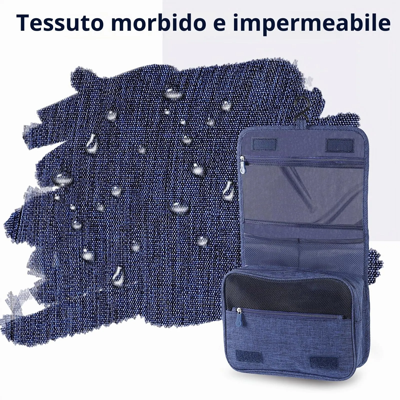 AiQInu Beauty Case da Viaggio, Borsa da Toilette Impermeabile con Gancio per Appendere - immagine 6