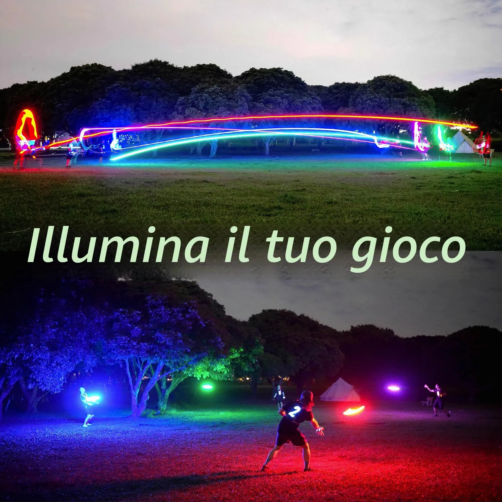 TOSY Flying Disc LED RGB, 108 LEDs, Ricaricabile, Impermeabile, 175 g - immagine 3