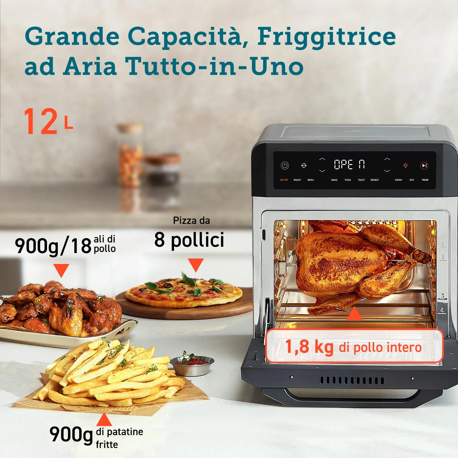 Cosori Friggitrice ad Aria 12 Litri, Doppia Resistenza, Forno Elettrico CAF-R121 - immagine 2