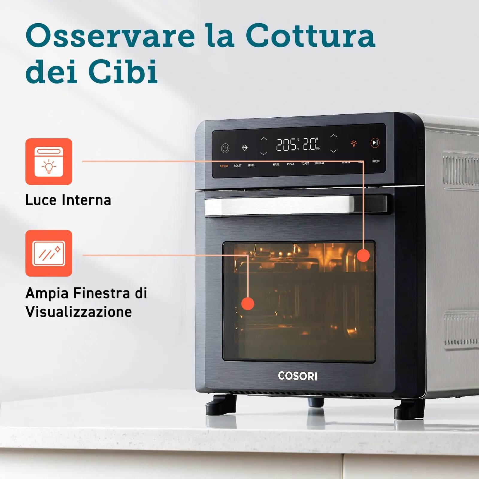 Cosori Friggitrice ad Aria 12 Litri, Doppia Resistenza, Forno Elettrico CAF-R121 - immagine 7