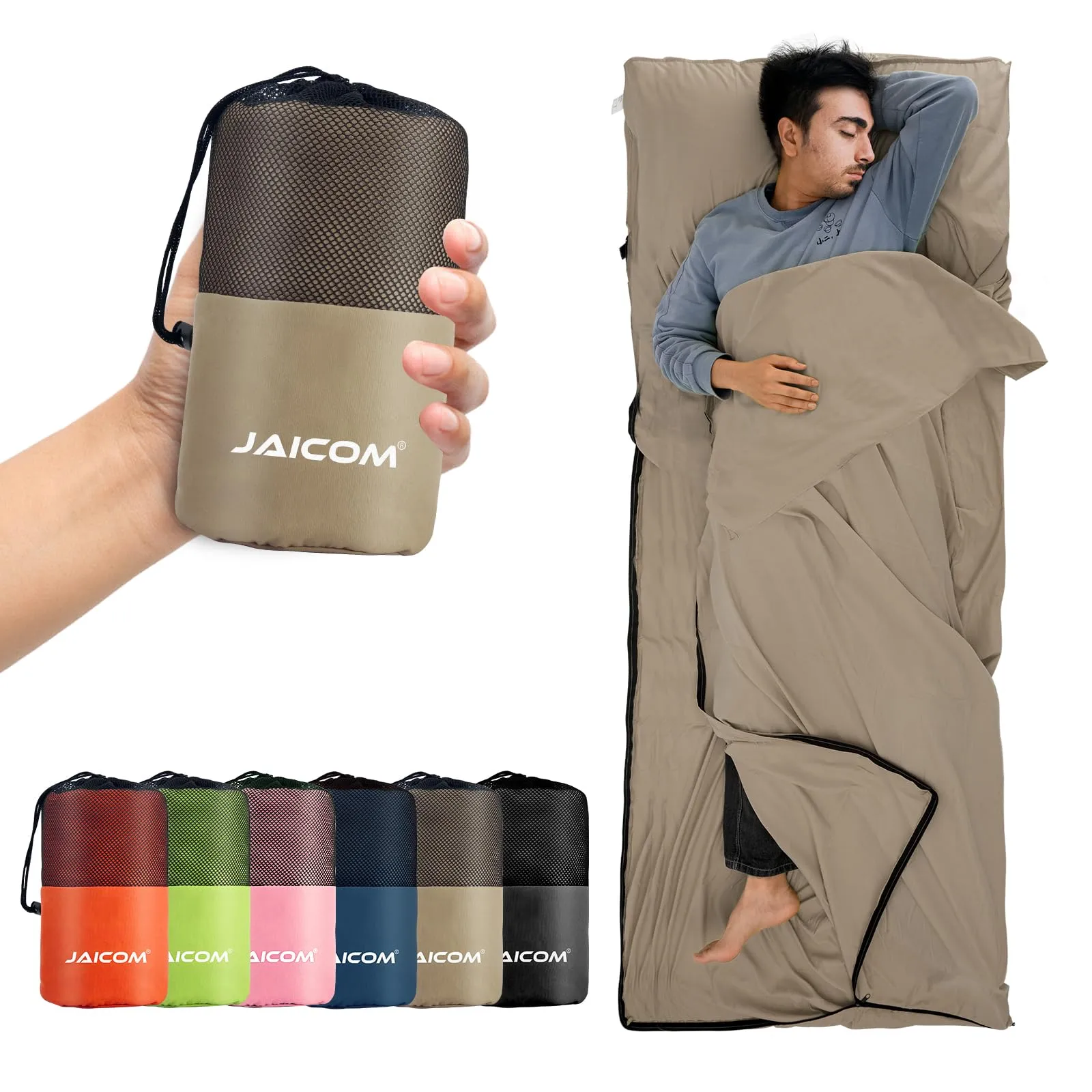 JAICOM Sacco Lenzuolo da Viaggio Ultraleggero e Compatto, 220 x 90 cm - immagine 1
