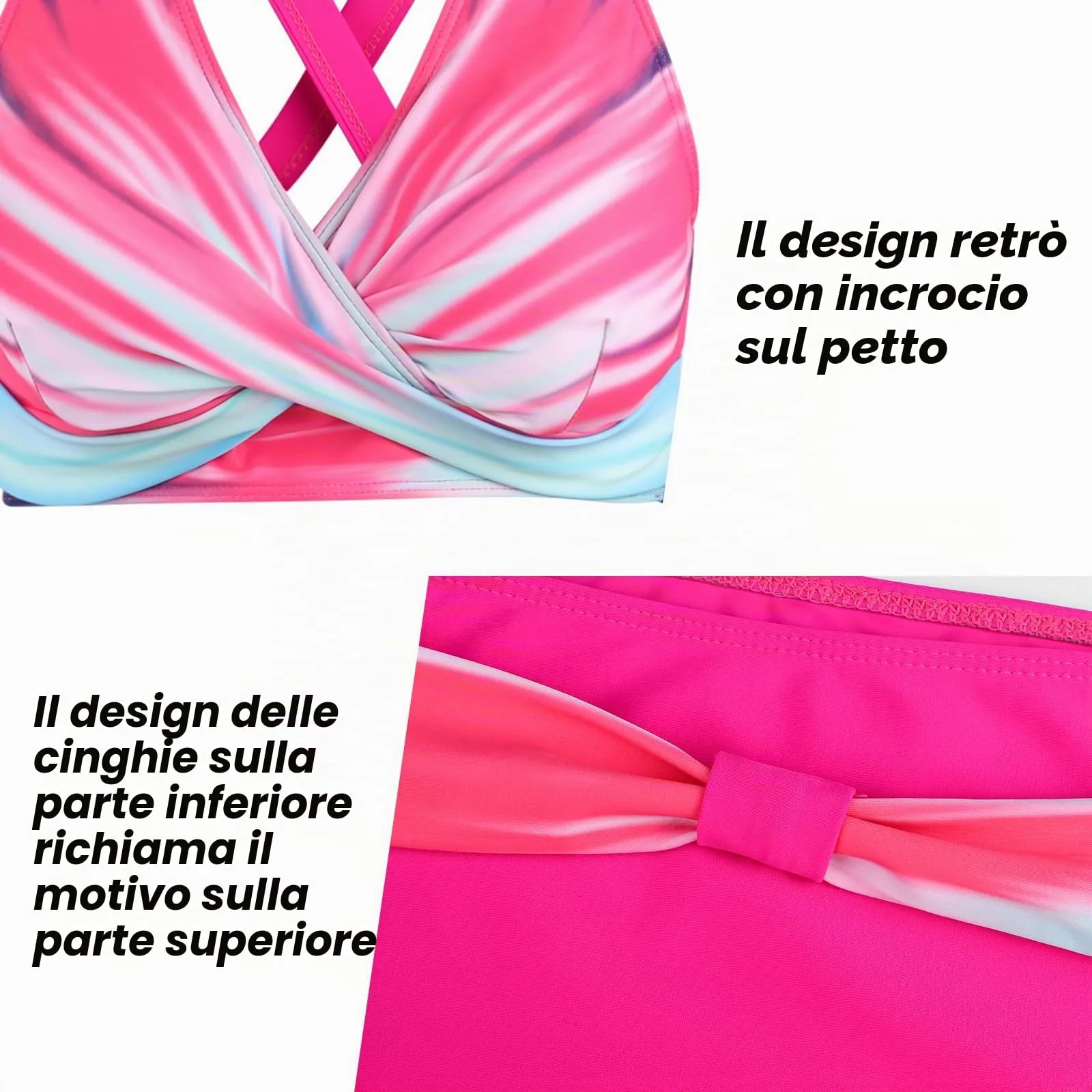 Adigaber Costume da Bagno Due Pezzi Donna Vita Alta Bikini Set Floreale - immagine 5