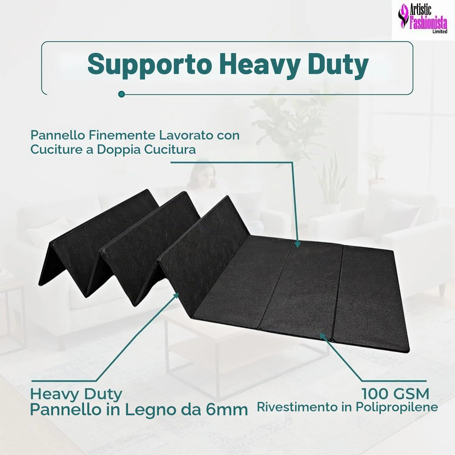 Artistic Fashionista Limited Pannelli di supporto per cuscino del divano, 50x100cm, Nero - immagine 7