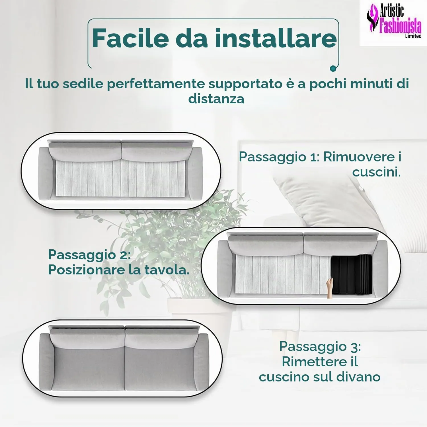 Artistic Fashionista Limited Pannelli di supporto per cuscino del divano, 50x100cm, Nero - immagine 8