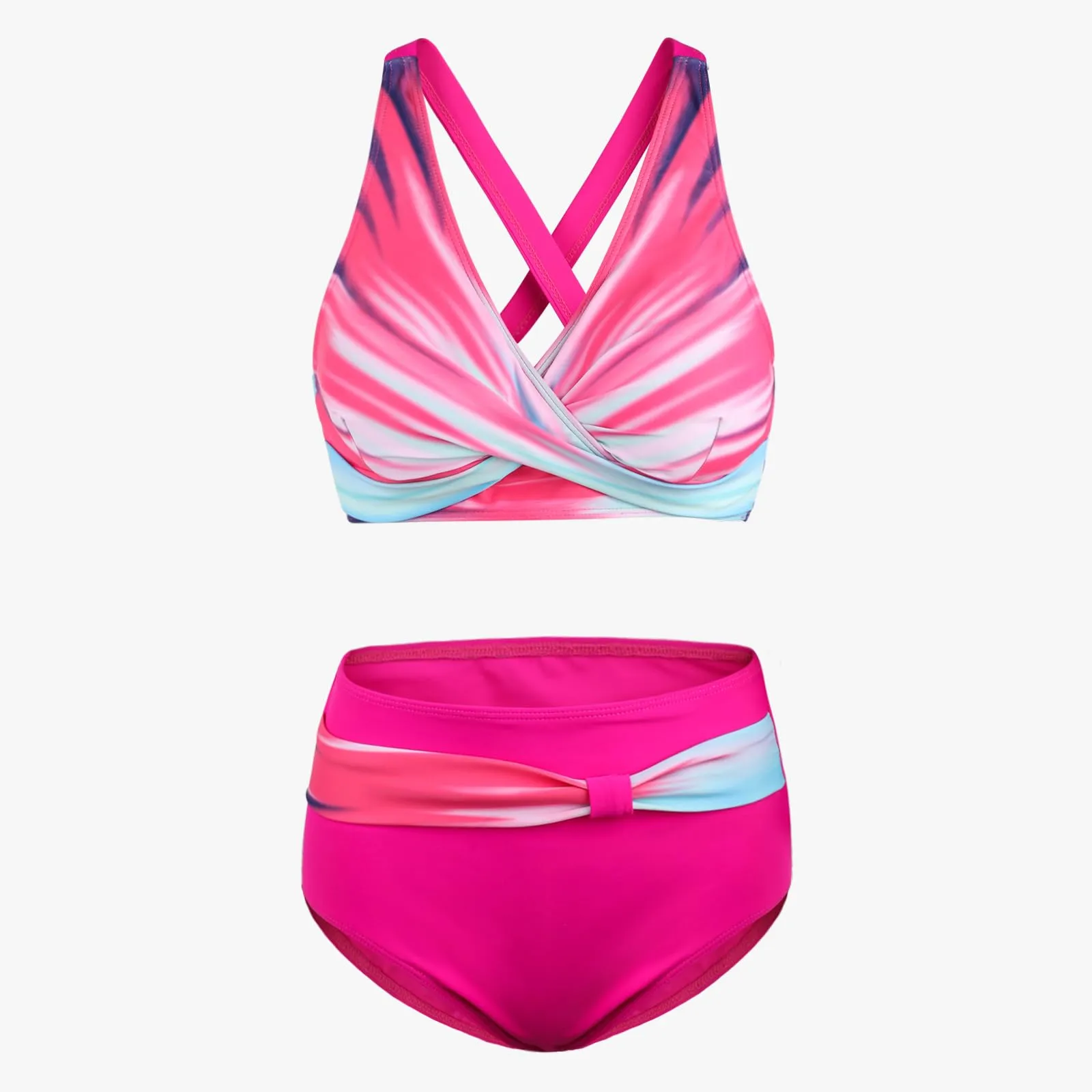 Adigaber Costume da Bagno Bikini Due Pezzi Donna Vita Alta Stampato Floreale - immagine 4