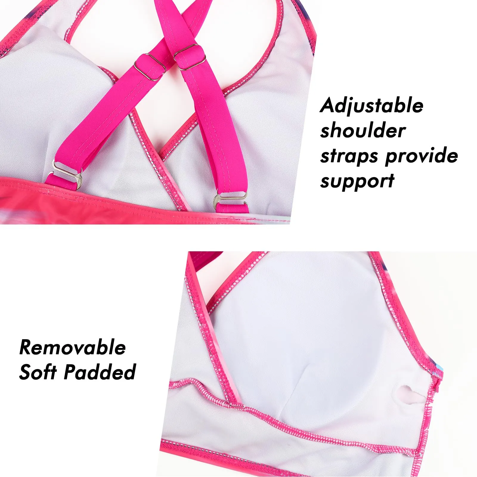Adigaber Costume da Bagno Bikini Due Pezzi Donna Vita Alta Stampato Floreale - immagine 6