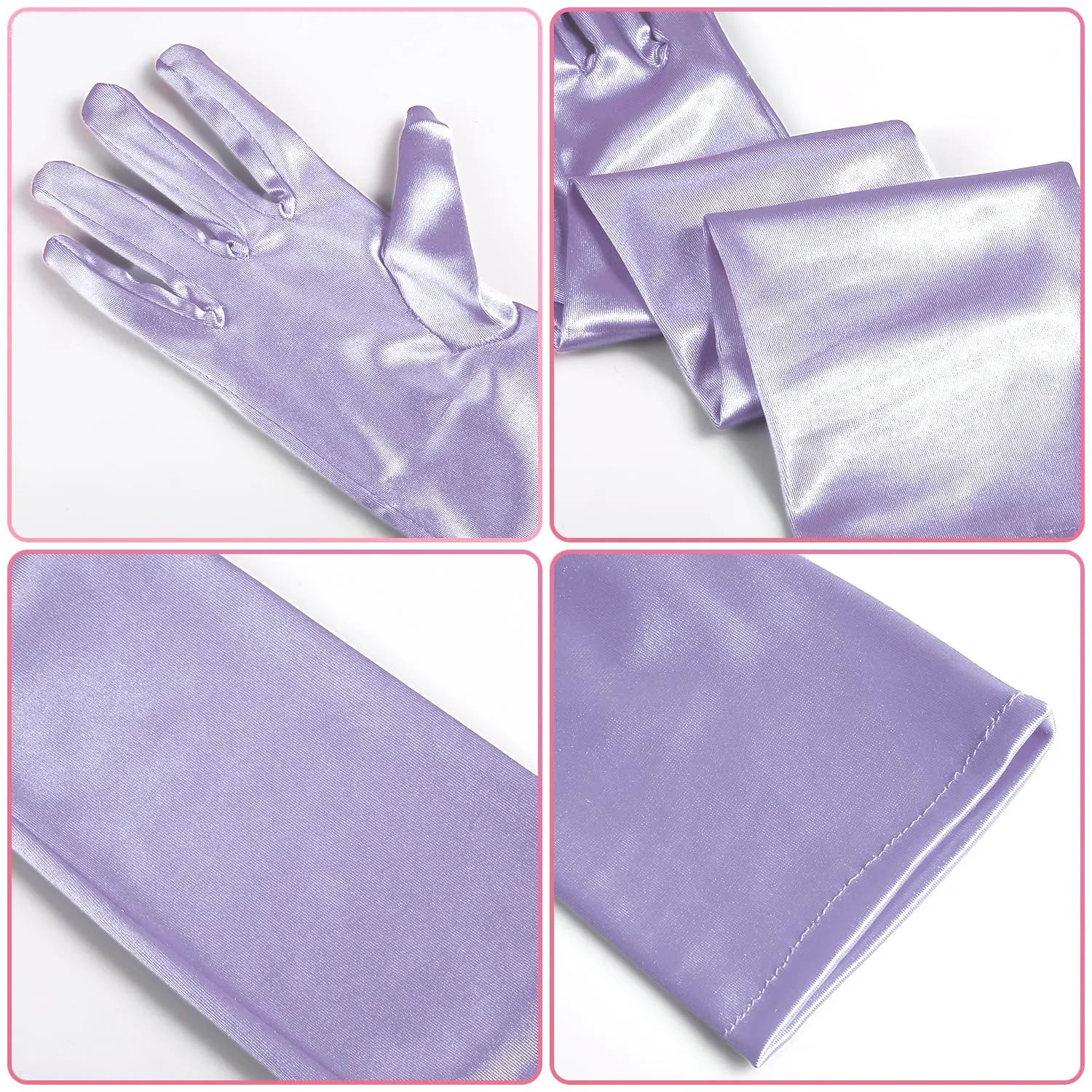 NQEUEPN Guanti Lunghi in Raso da Donna, 52cm, Viola Chiaro - immagine 4