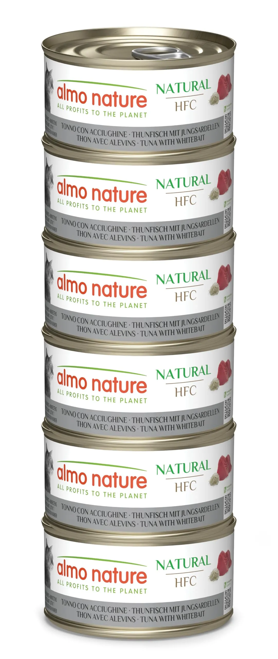 Almo Nature HFC Natural Alimento Umido per Gatti - Tonno con Acciughine - 420 g (6 x 70 g) - immagine 1