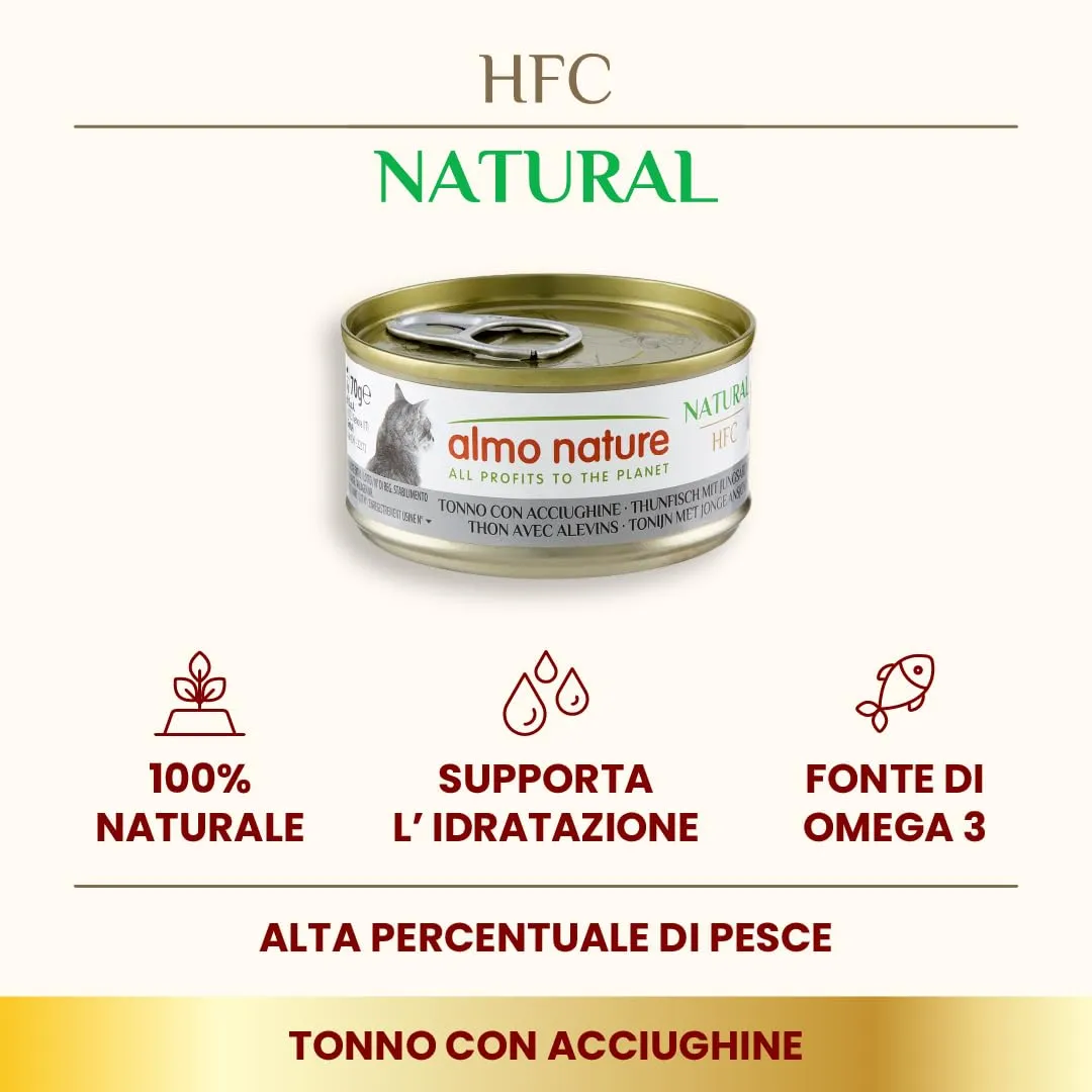 Almo Nature HFC Natural Alimento Umido per Gatti - Tonno con Acciughine - 420 g (6 x 70 g) - immagine 2