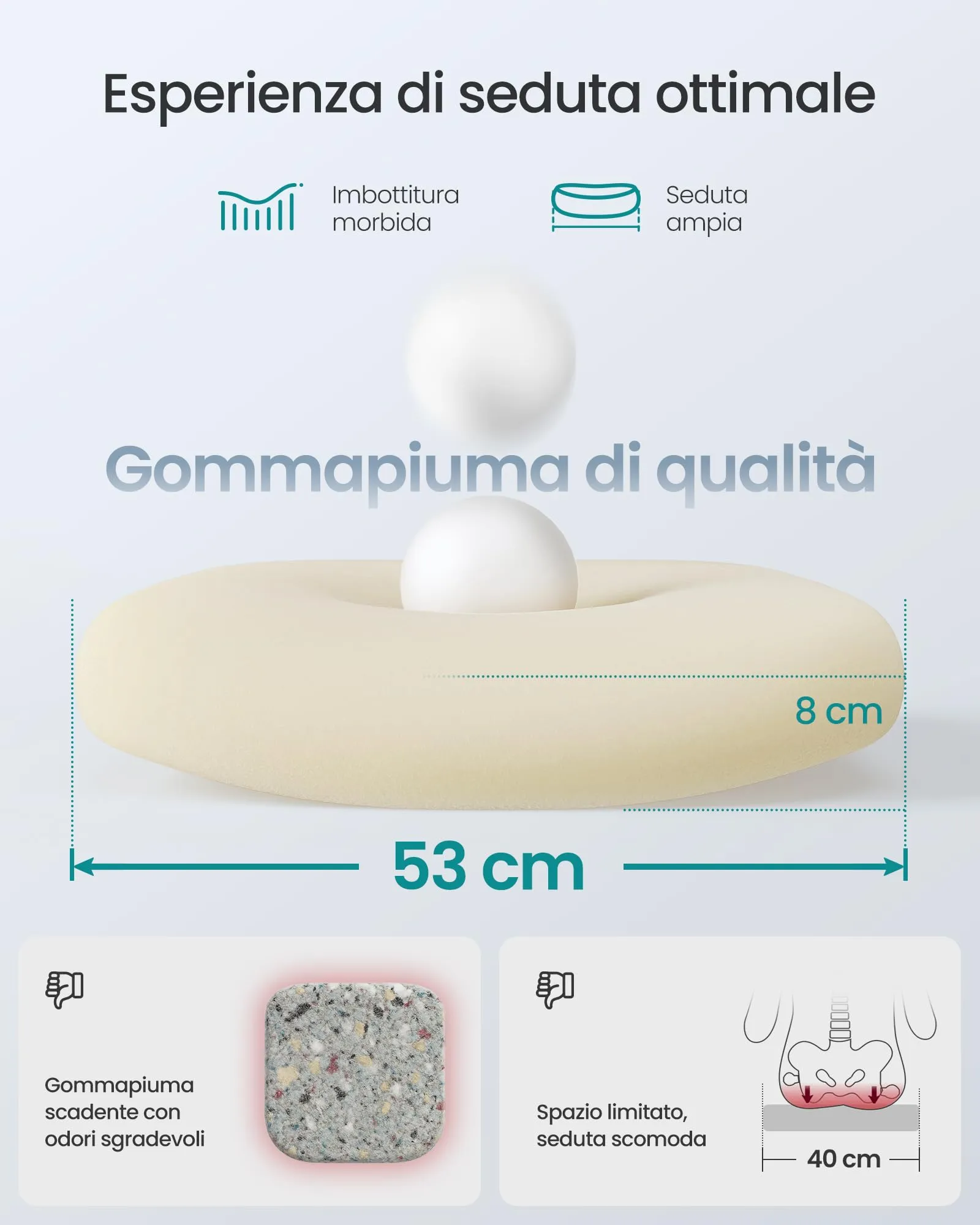 SONGMICS Sedia da Ufficio Girevole Ergonomica con Supporto Lombare, Braccioli Pieghevoli, Blu Nebbia OBN037Q01 - immagine 5