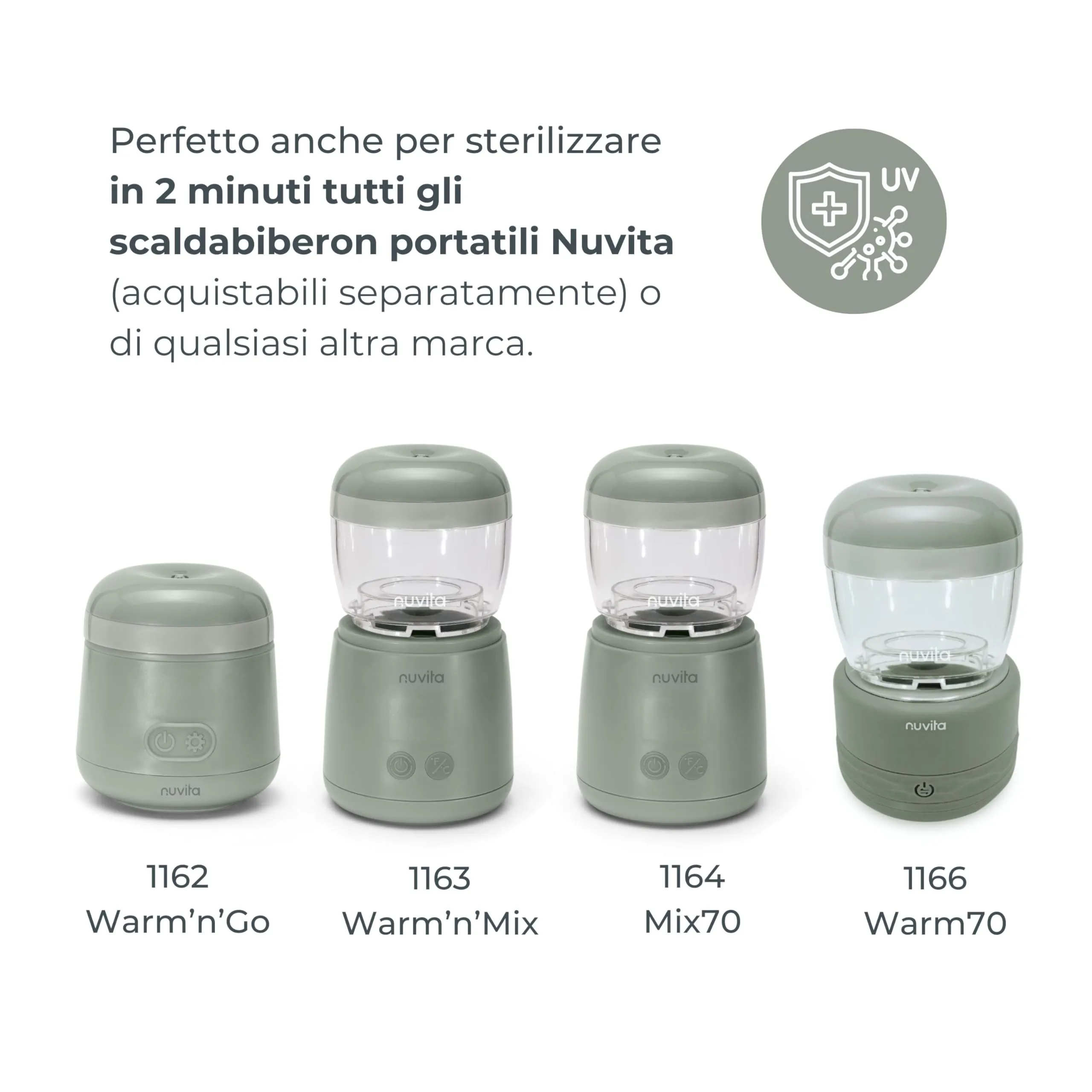 Nuvita 1556 MellyPlus Sterilizzatore UV Portatile per Biberon, Ciucci e Proteggi Capezzoli, Verde Salvia - immagine 4