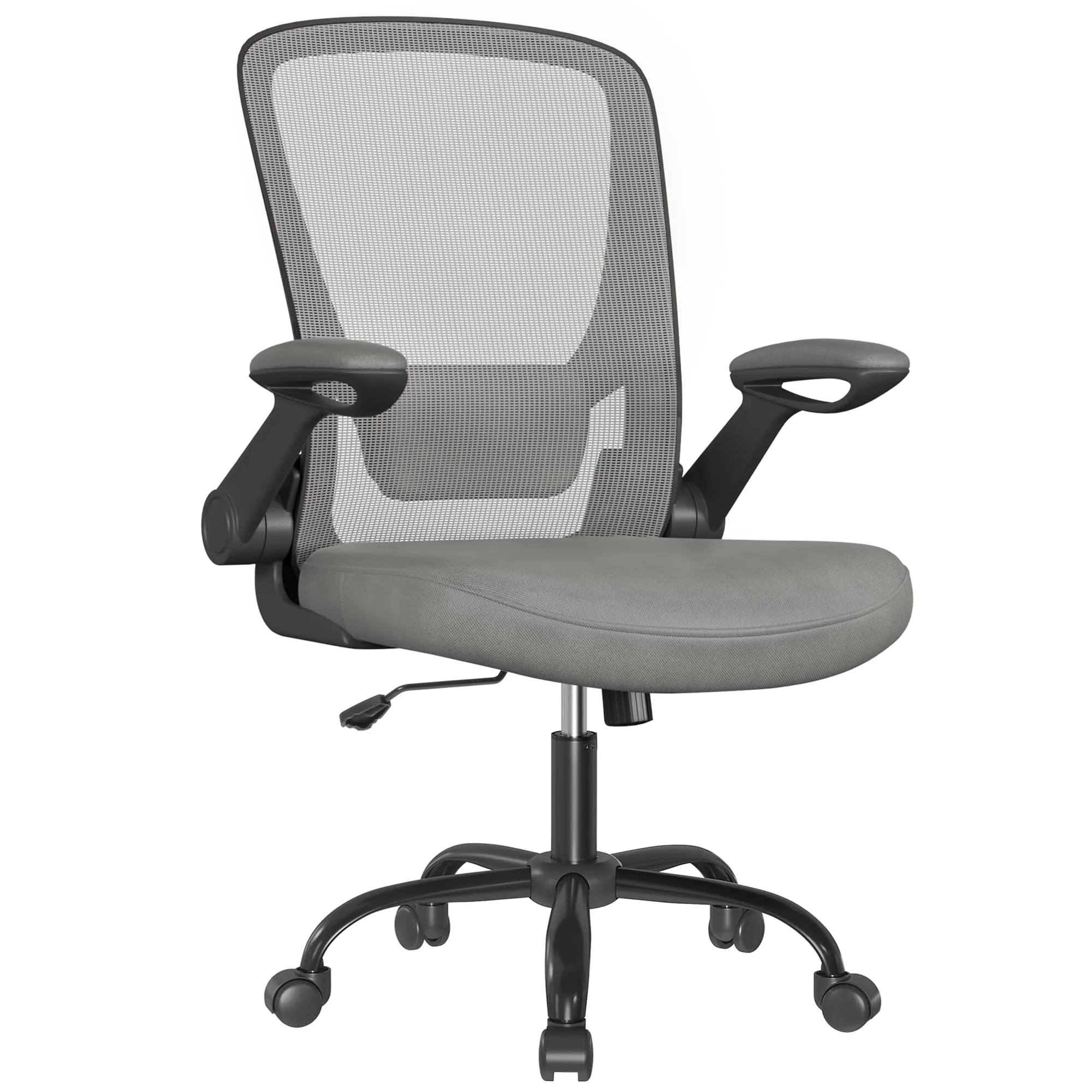SONGMICS Sedia da Ufficio Ergonomica in Rete con Supporto Lombare, Braccioli Pieghevoli, Grigio Ardesia OBN037G01 - immagine 1