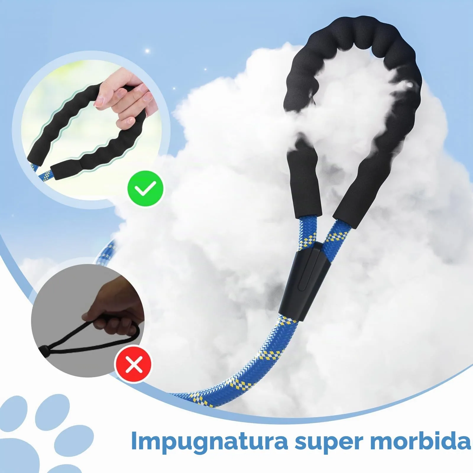 X XBEN Guinzaglio per Cani in Nylon, 5M x 8mm con Gancio di Sicurezza e Maniglia Imbottita - immagine 3