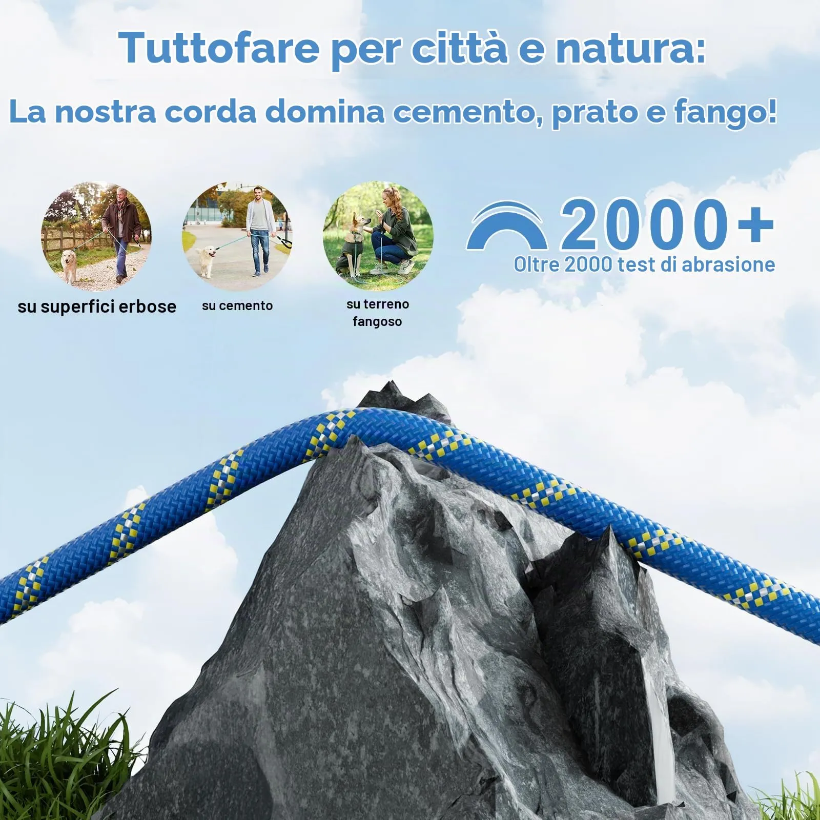 X XBEN Guinzaglio per Cani in Nylon, 5M x 8mm con Gancio di Sicurezza e Maniglia Imbottita - immagine 4