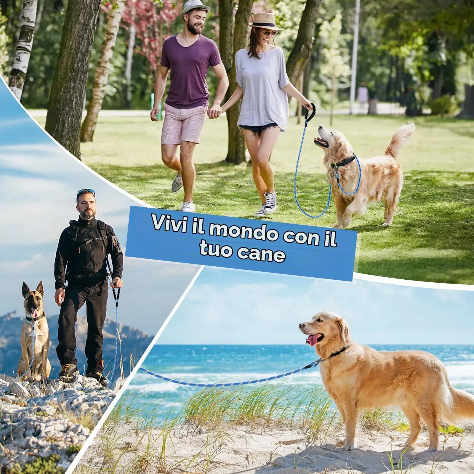 X XBEN Guinzaglio per Cani in Nylon, 5M x 8mm con Gancio di Sicurezza e Maniglia Imbottita - immagine 7