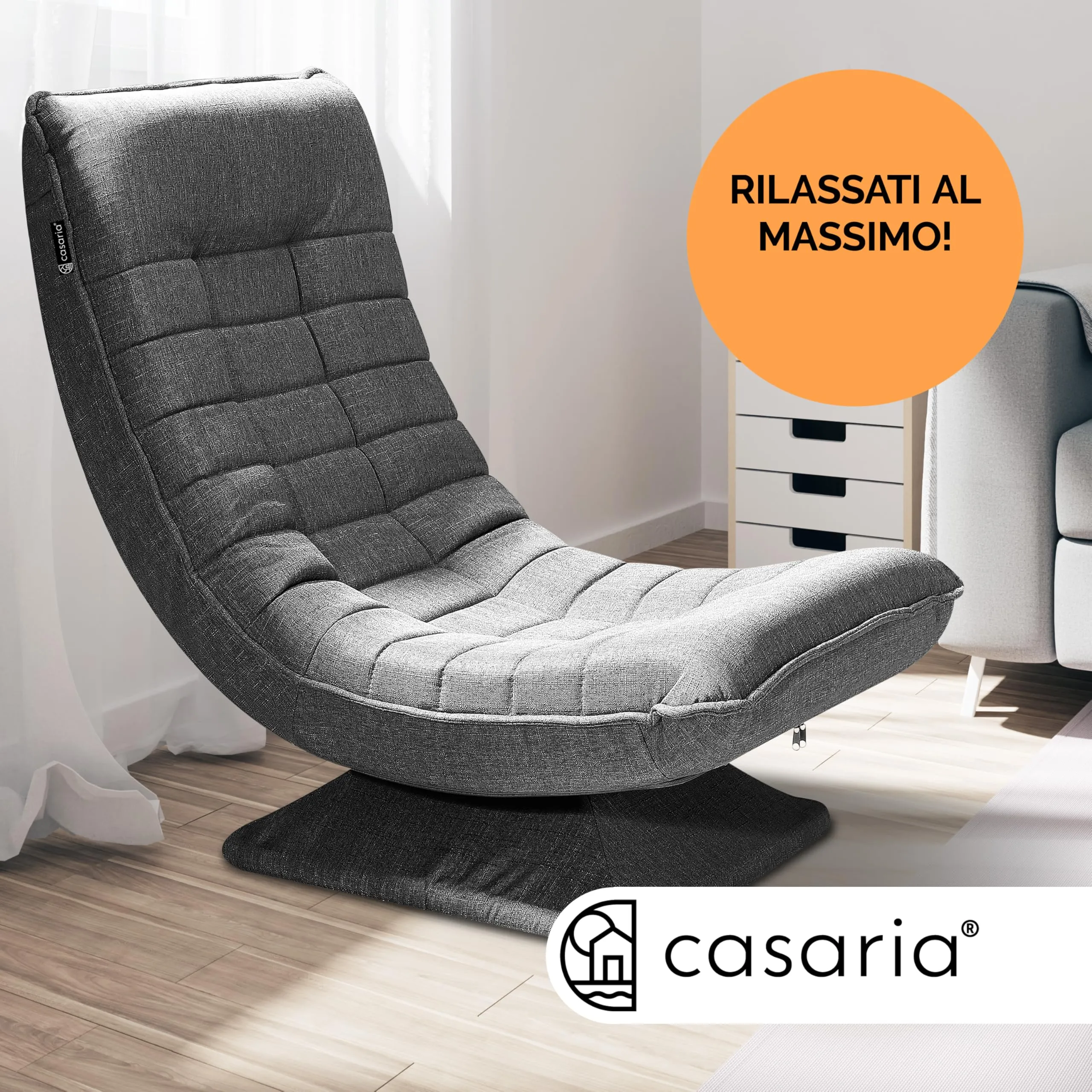 Casaria Poltrona Relax Aberdeen Ruotabile 360° Pieghevole, Portata 150kg - immagine 2