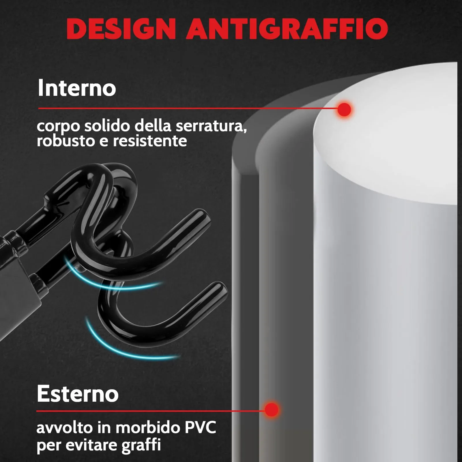 Tevlaphee Blocca Sterzo Automobile Universale, Lunghezza Regolabile, Nero, 3 Chiavi - immagine 5