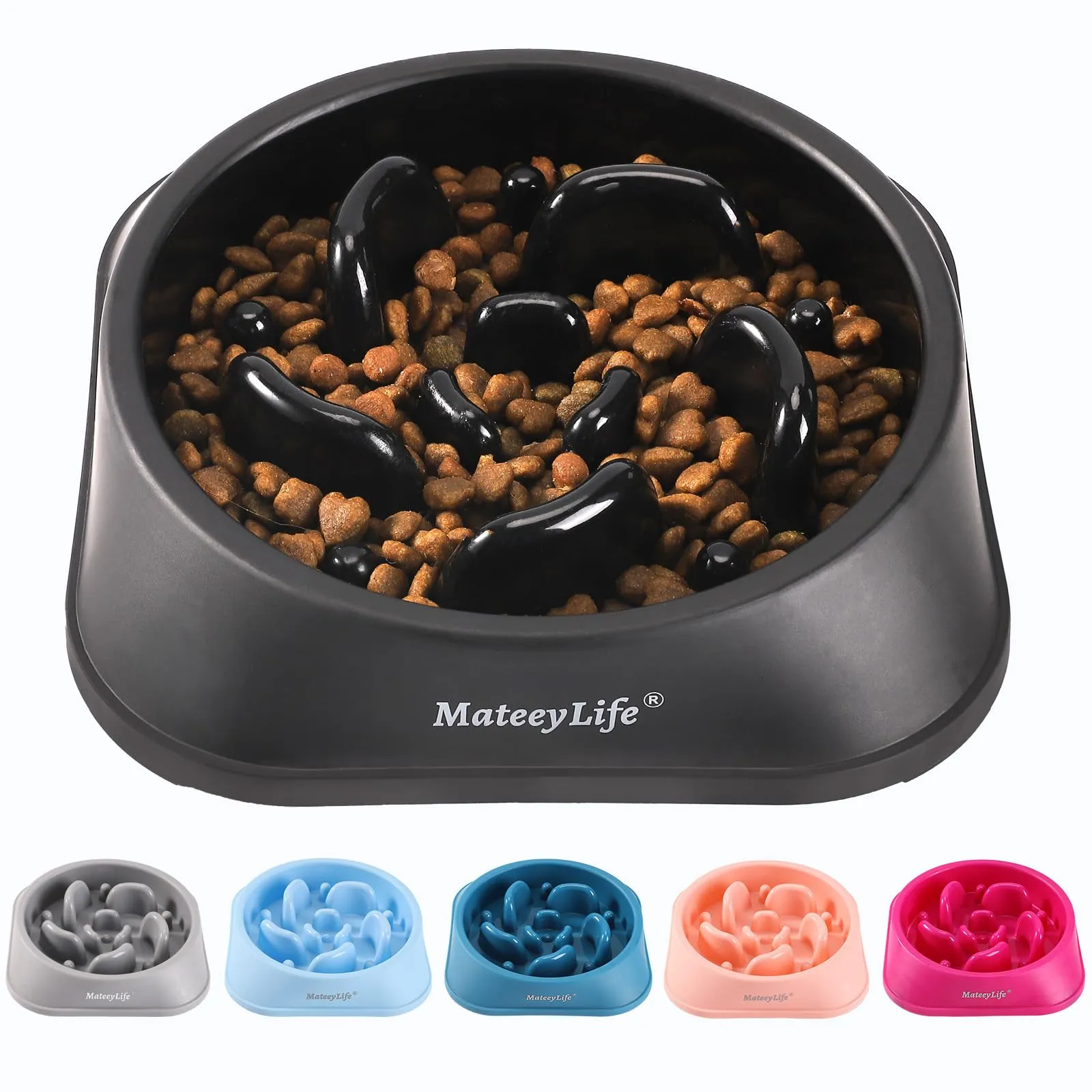 MateeyLife Ciotola Anti Ingozzamento per Cani di Taglia Media e Grande, Nero 20 cm - immagine 1