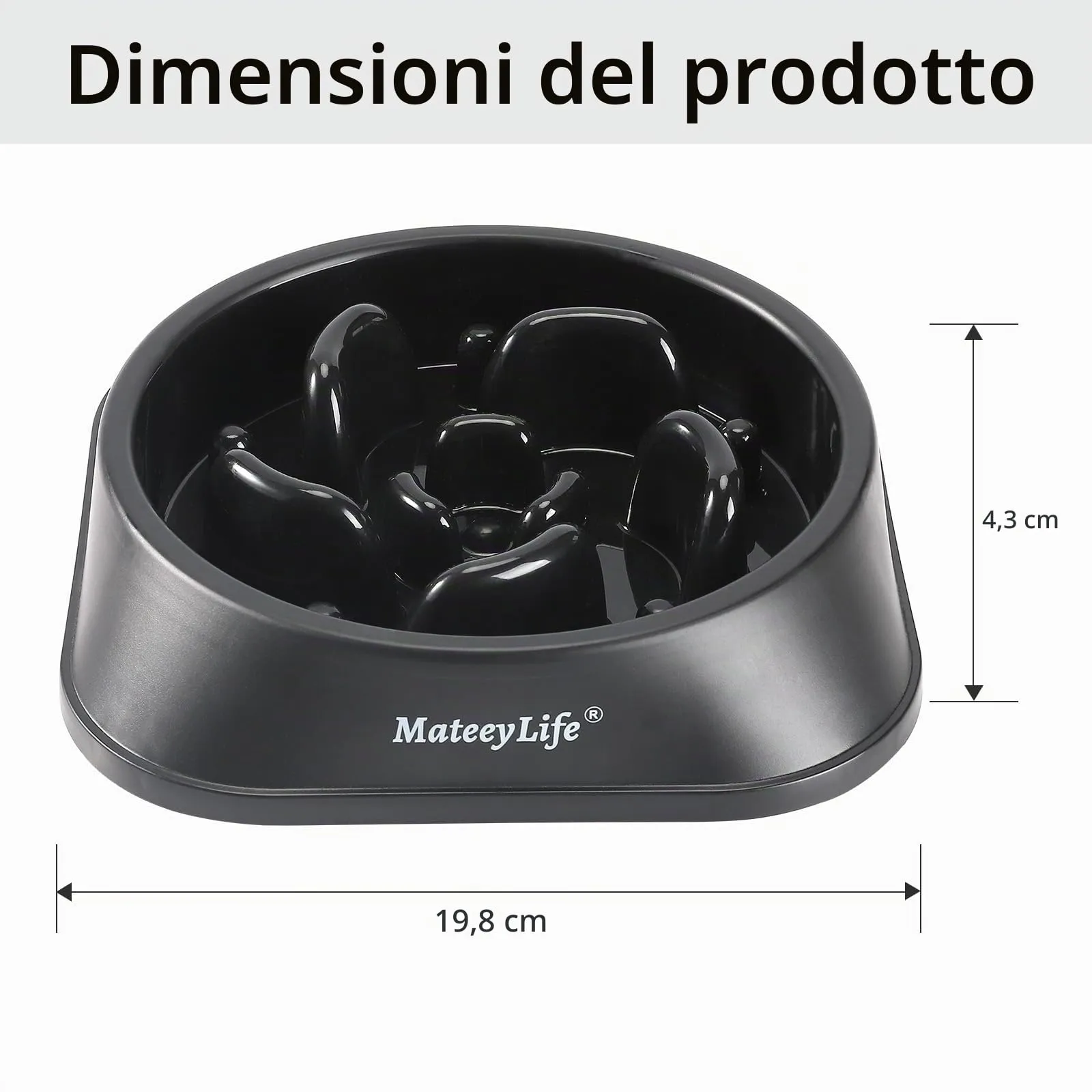 MateeyLife Ciotola Anti Ingozzamento per Cani di Taglia Media e Grande, Nero 20 cm - immagine 3