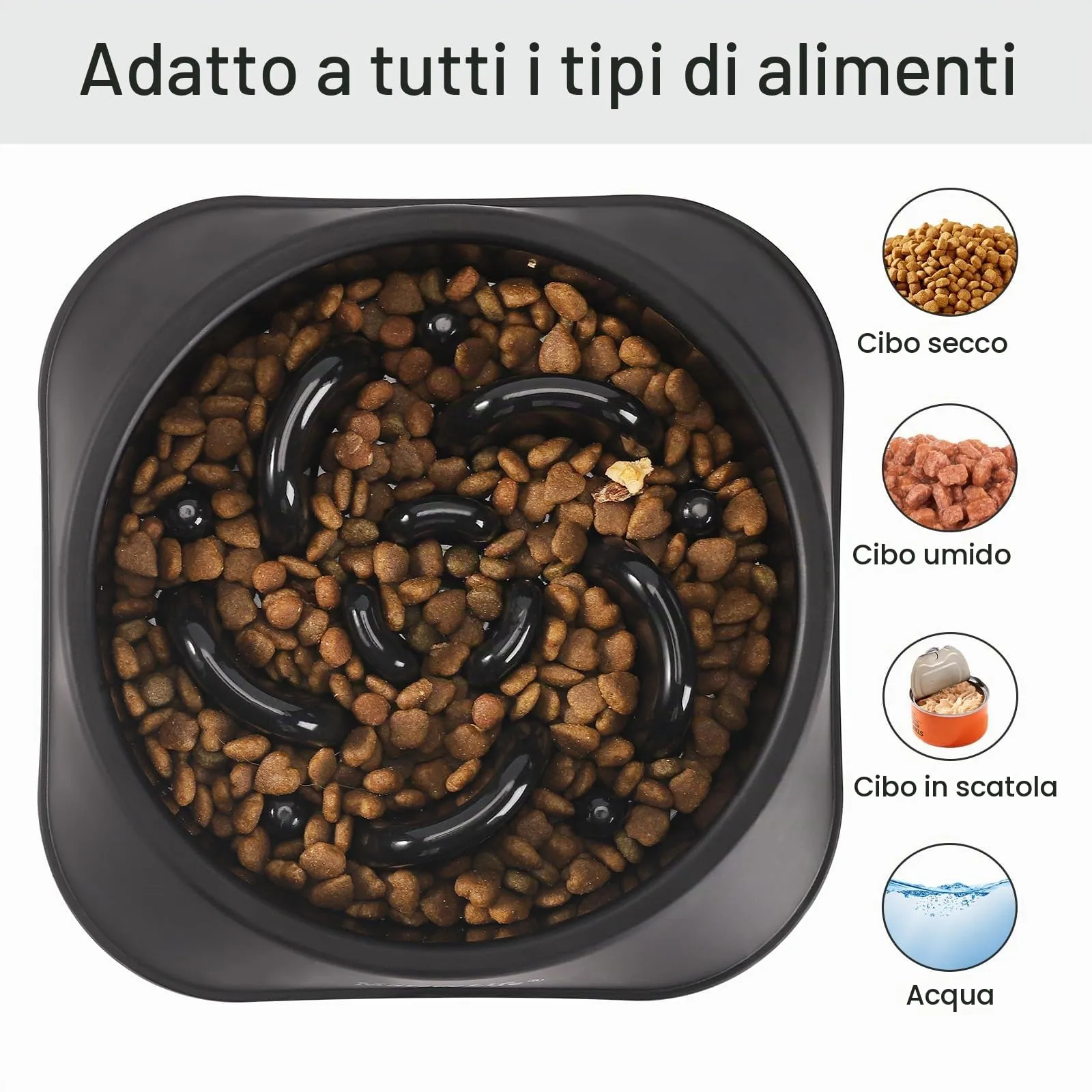 MateeyLife Ciotola Anti Ingozzamento per Cani di Taglia Media e Grande, Nero 20 cm - immagine 6