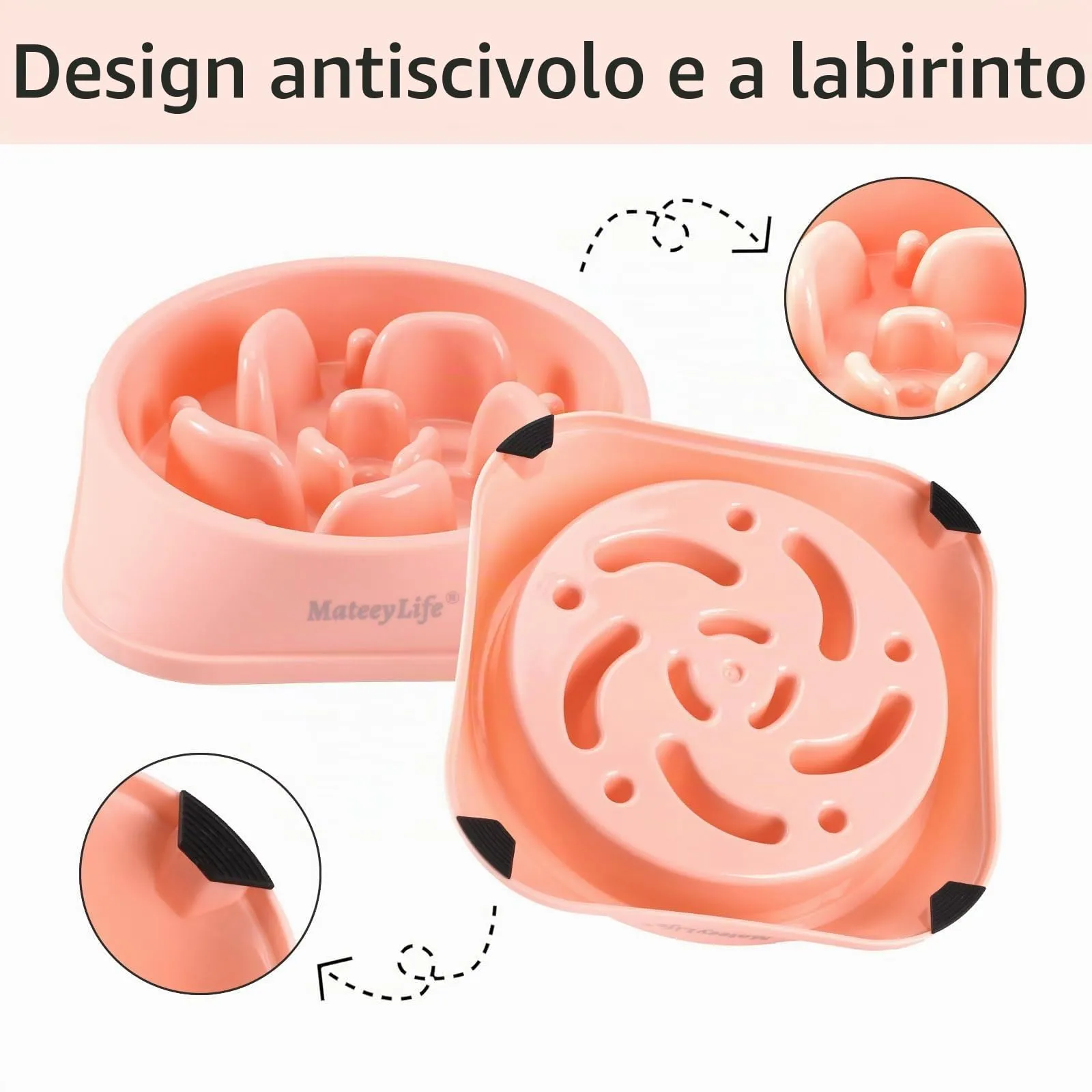 MateeyLife Ciotola per cani con alimentazione lenta antiscivolo Bloat Stop Labirinto, Taglia Media - immagine 4