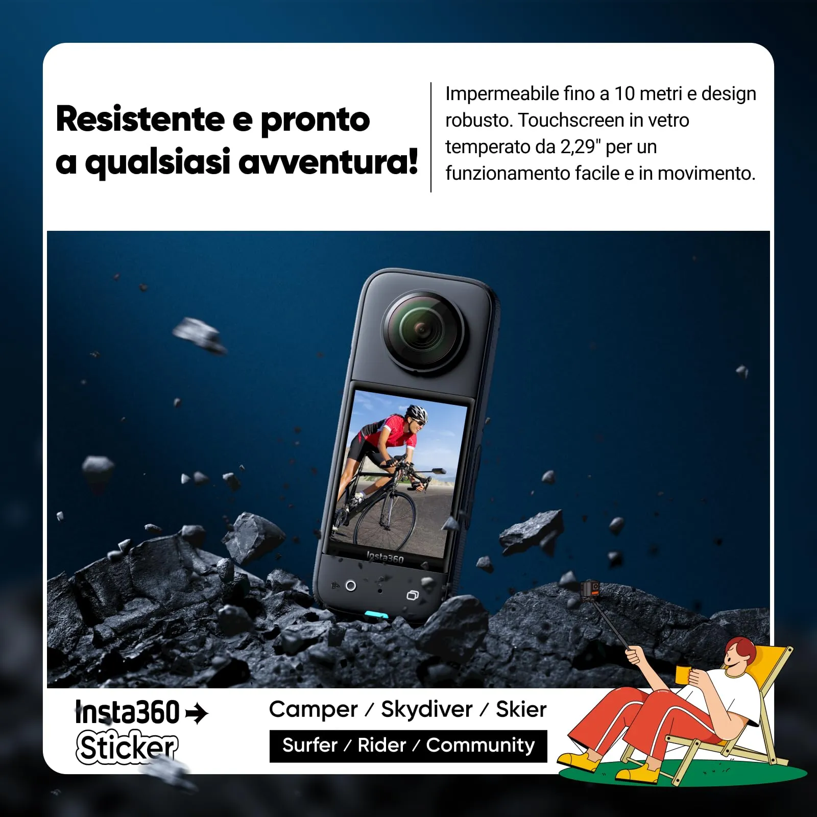 Insta360 X3 Videocamera 360, sensore da 1/2", 5.7K - immagine 11