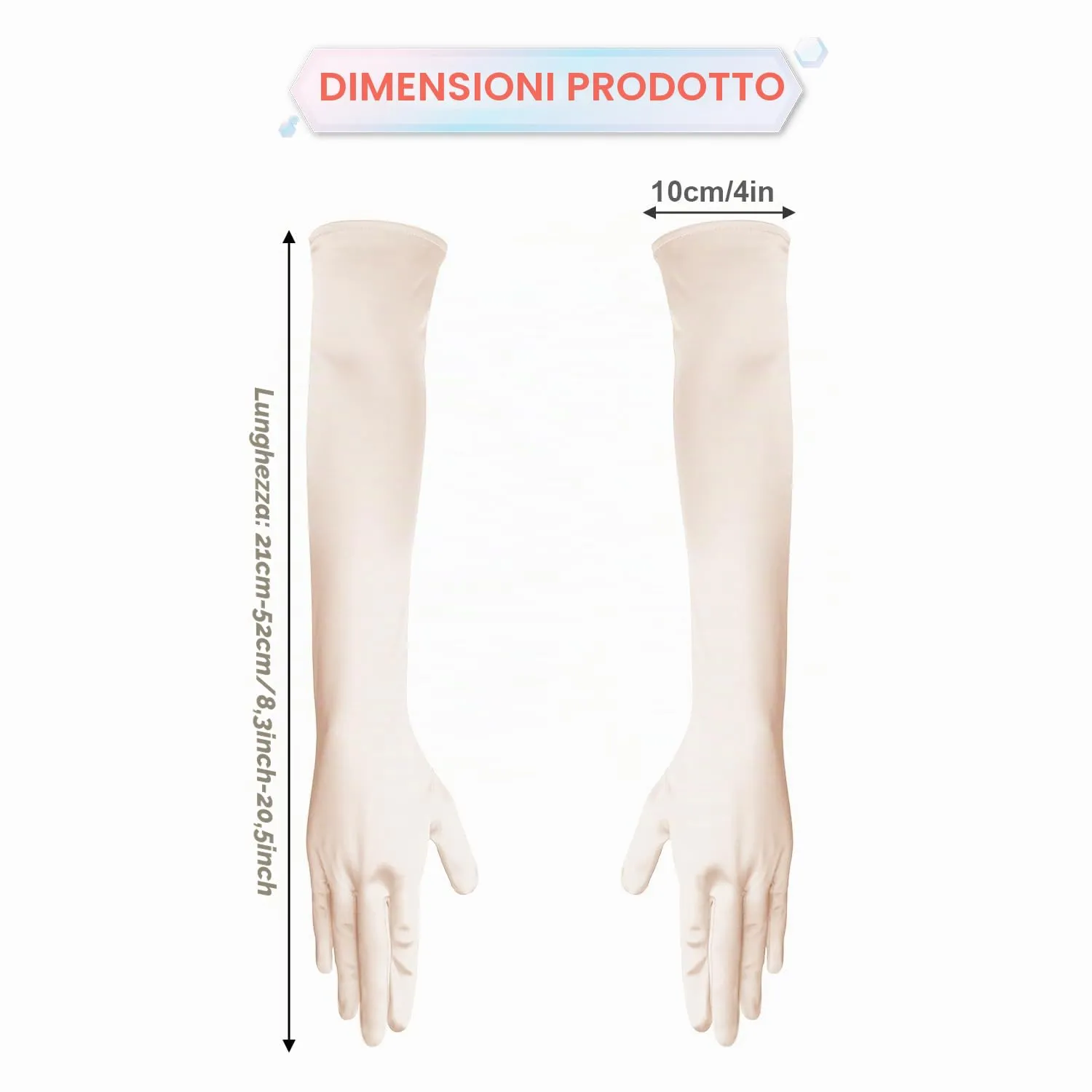 NQEUEPN Guanti Lunghi in Raso da Donna, 52cm, Champagne - immagine 2