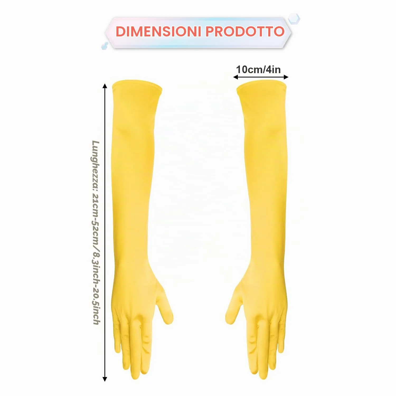 NQEUEPN Guanti Lunghi da Donna in Raso, 52cm, Giallo - immagine 2