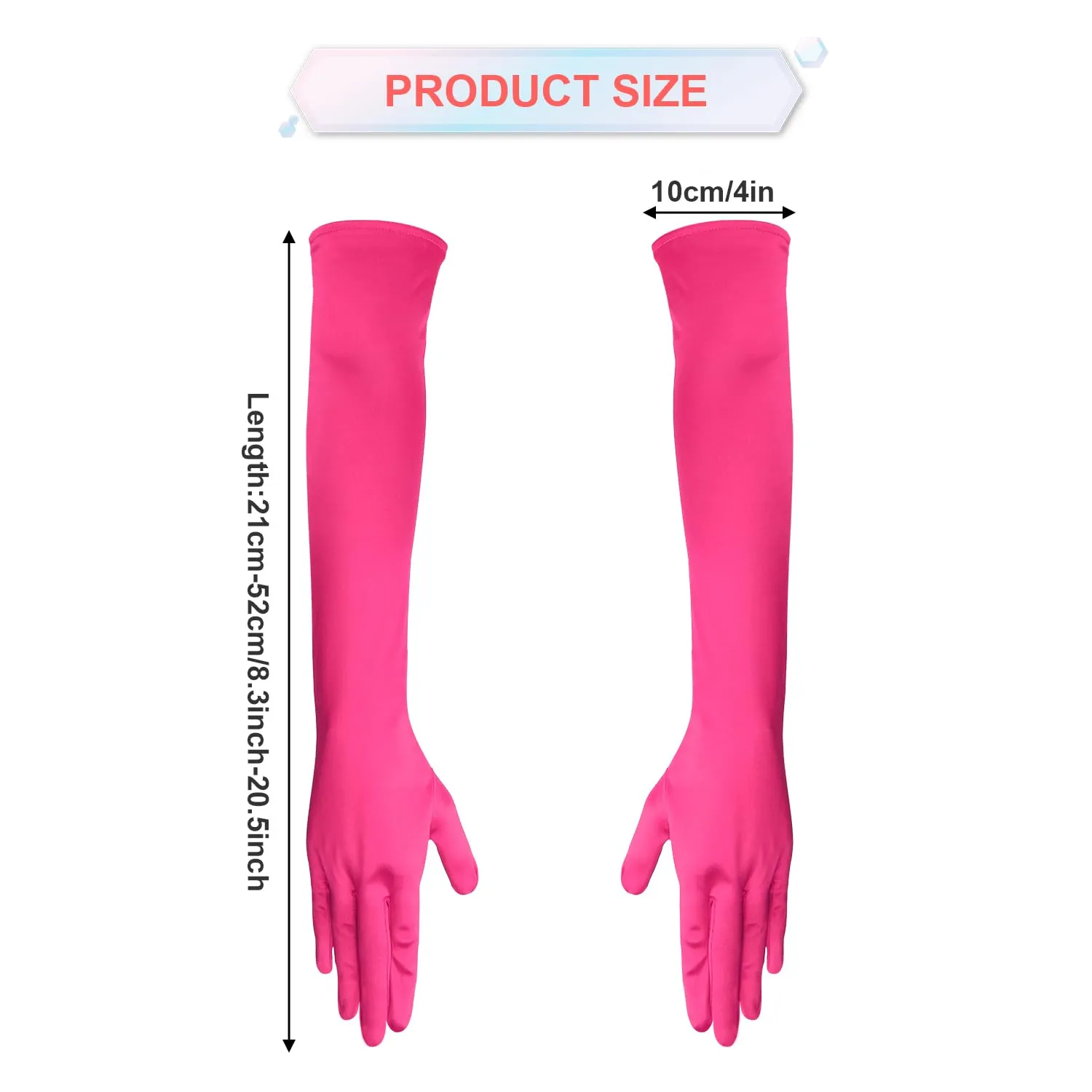 NQEUEPN Guanti Lunghi in Raso da Donna, 52cm, Rosso Rosa - immagine 2
