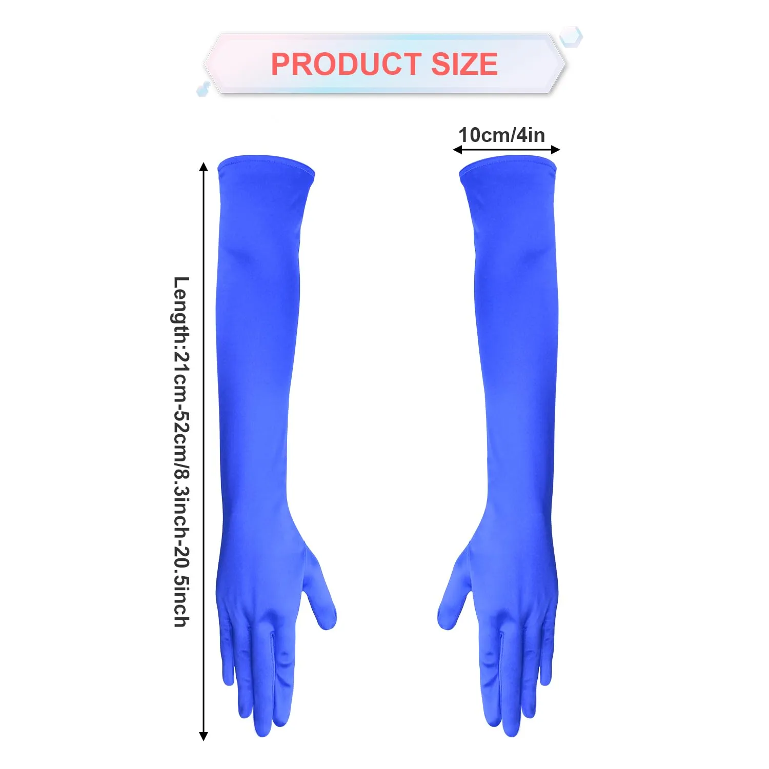 NQEUEPN Guanti Lunghi da Donna in Raso, 52cm, Blu - immagine 2