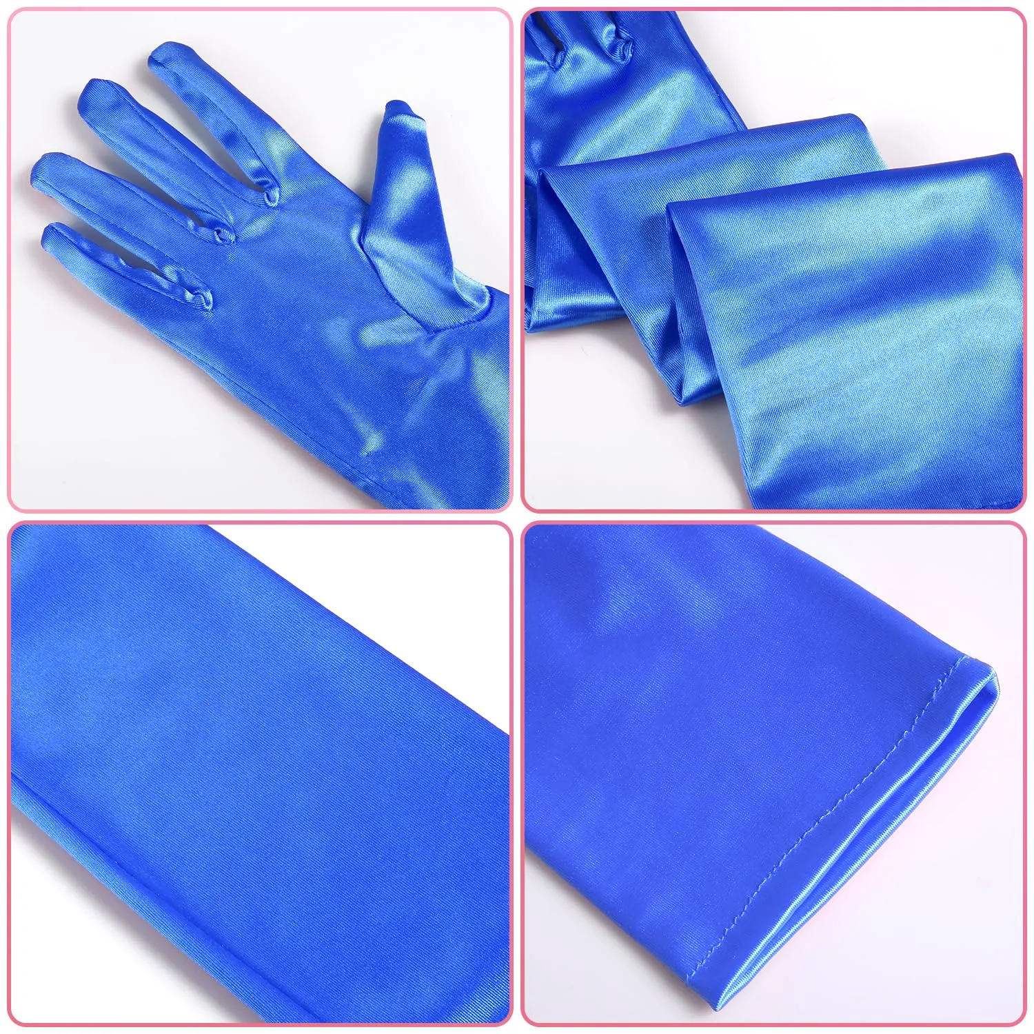 NQEUEPN Guanti Lunghi da Donna in Raso, 52cm, Blu - immagine 4