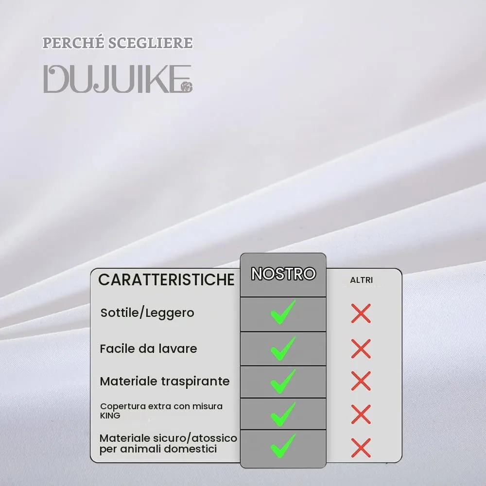 DUJUIKE Coprimaterasso Impermeabile Traspirante, Bianco, King Size, 250 x 230 cm - immagine 4