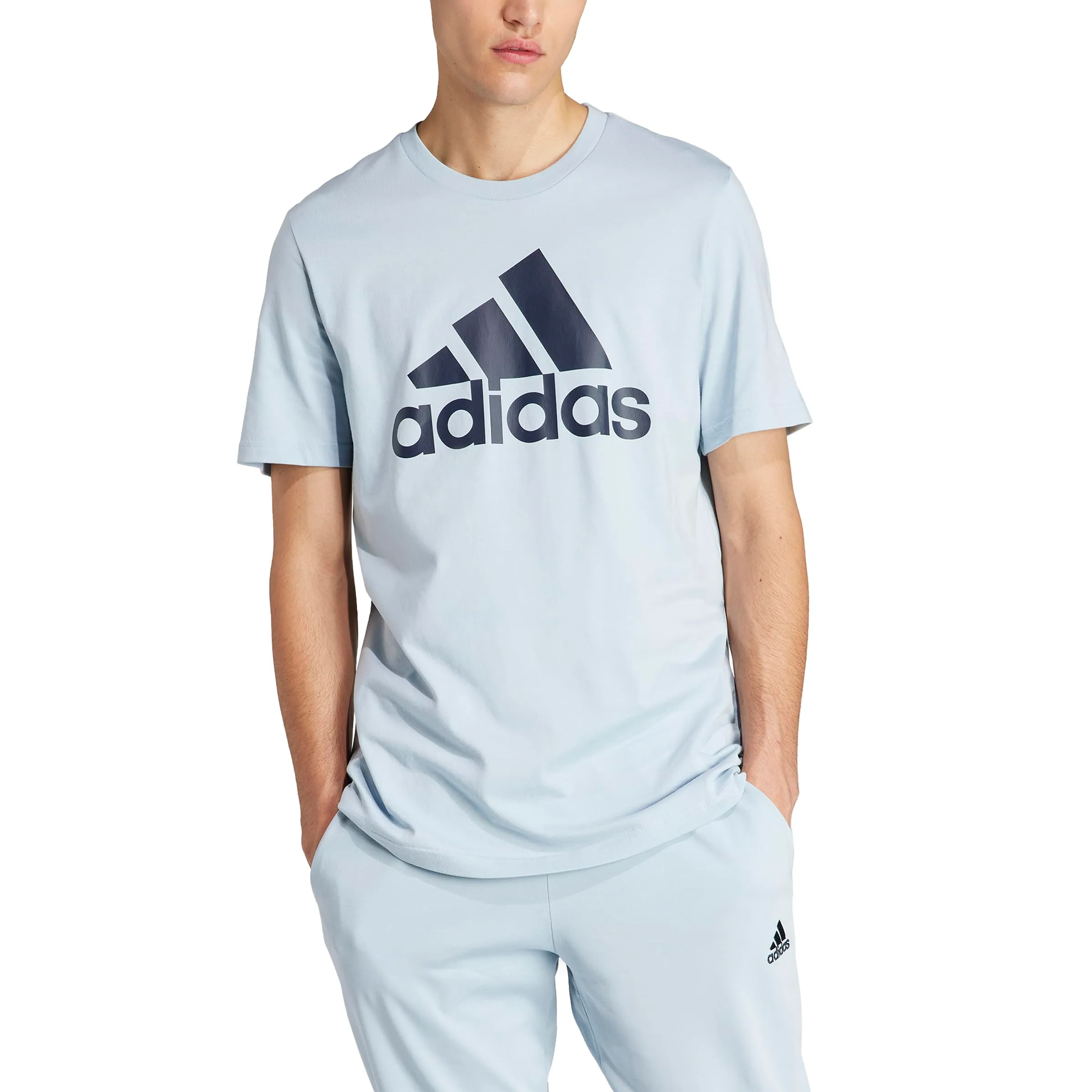 adidas Men's Essentials Single Jersey Big Logo T-Shirt, Wonder Blue, XX-Large Tall + 3" - immagine 4